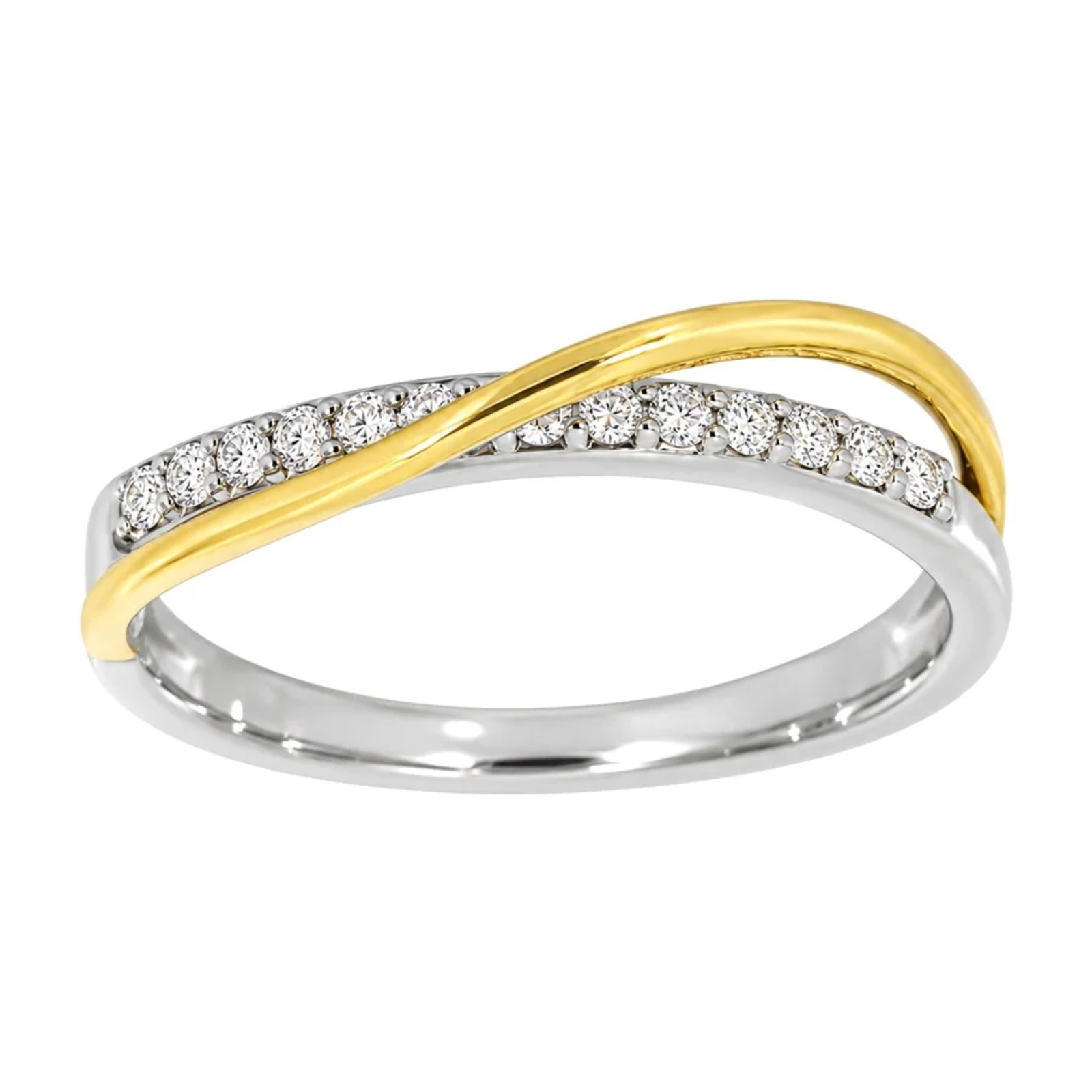 Diamantring i Gult og Hvitt Gull, 0,20 ct TW/SI – Diamanthuset
