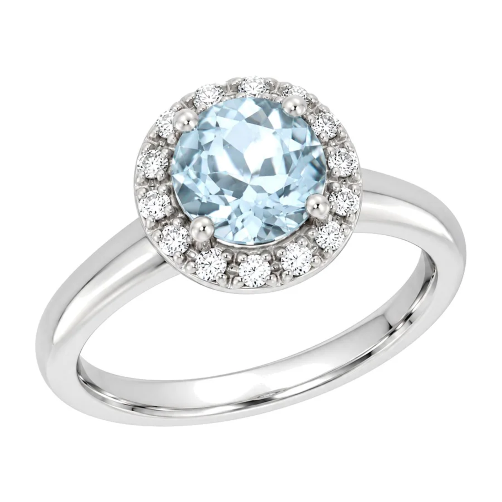 Diamantring hvitt/gult gull 0,15 ct med Aquamarine – Diamanthuset