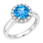Diamantring i hvitt/gult gull 0,15 ct TW/SI Diamanter med Topas – Diamanthuset