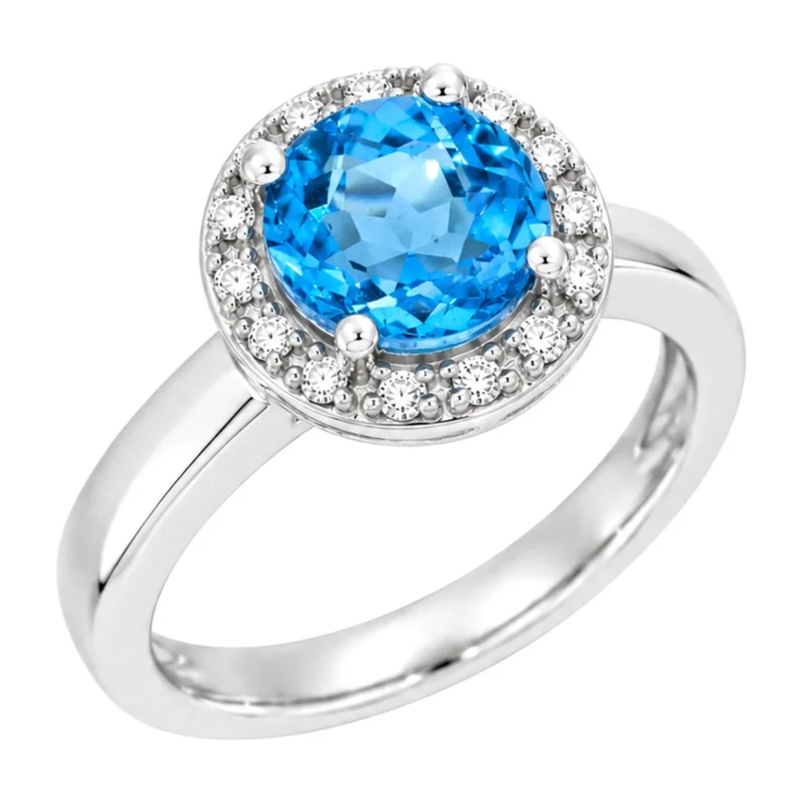 Diamantring i hvitt/gult gull 0,15 ct TW/SI Diamanter med Topas – Diamanthuset