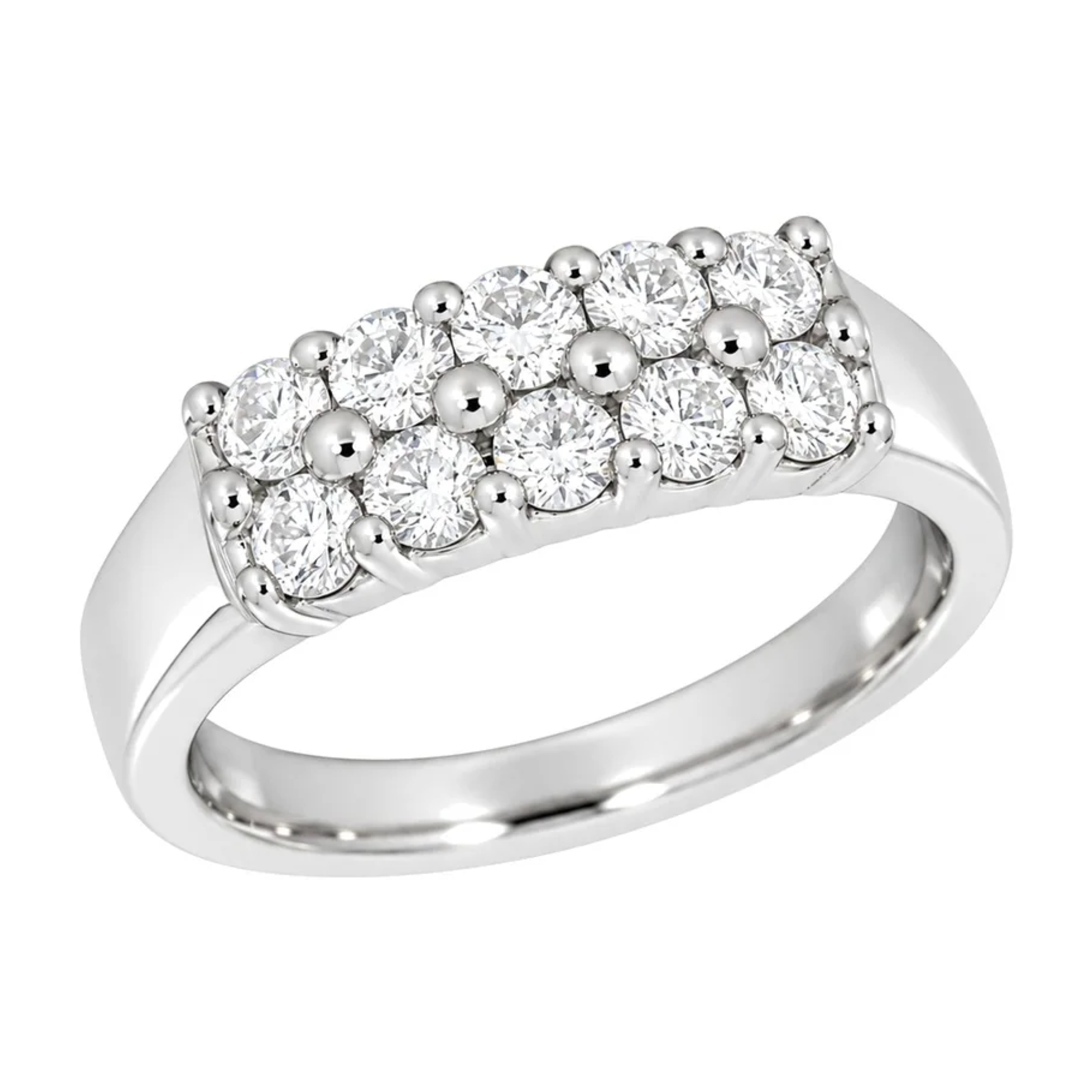 Diamantring i hvitt gull med 10 stener, 1,00 ct TW/SI – Diamanthuset