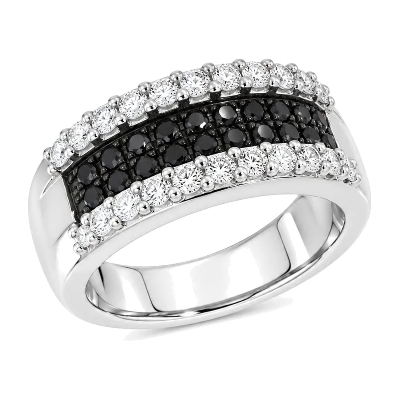 Diamantring i hvitt gull med svarte diamanter, 0,45 ct TW/SI + 0,60 ct BD – Diamanthuset