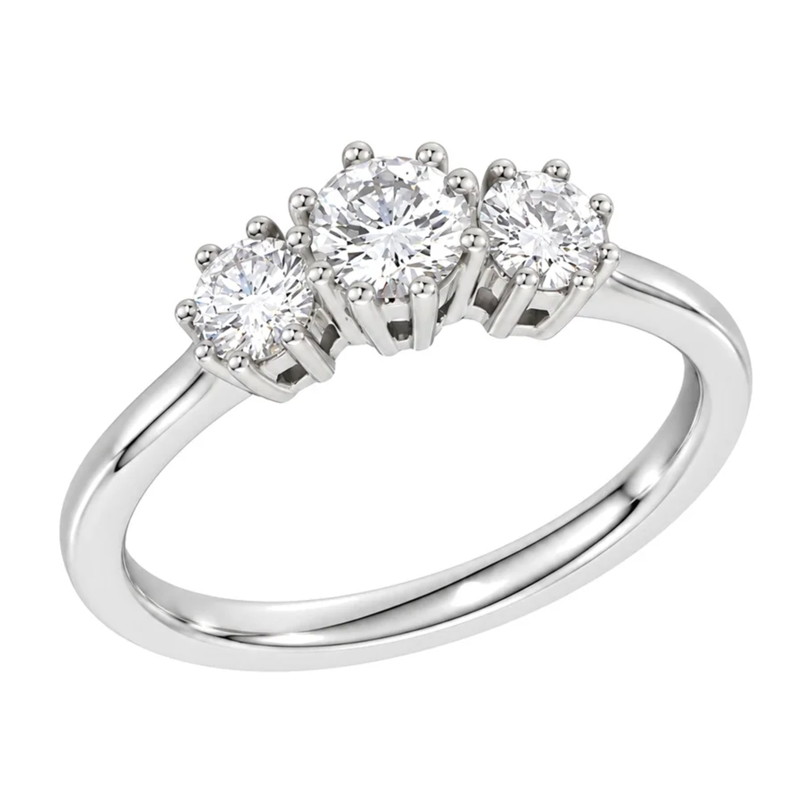 Diamantring i Hvitt Gull og tre Diamanter 0,60 ct TW/SI – Diamanthuset
