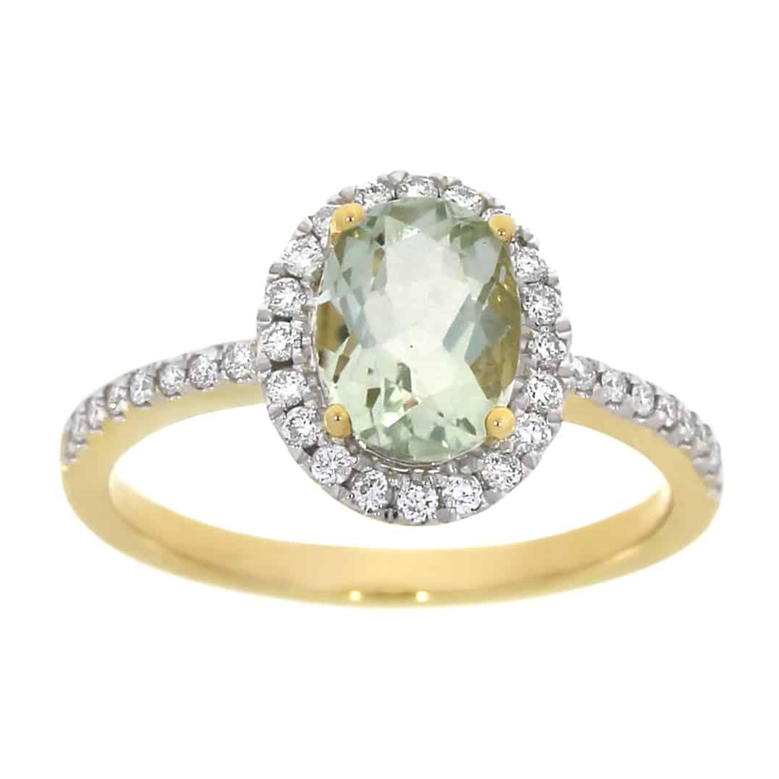 Diamantring med grønn ametyst 0,30ct TWSI - Diamanthuset