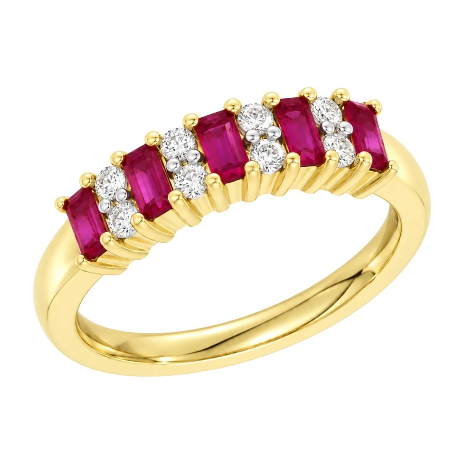 Diamantring med rubin i hvitt/gult gull, 0,21 ct TW/SI – bilde 2 – Diamanthuset