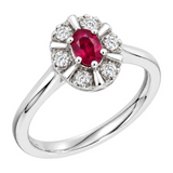 Diana Diamantring med rubin i hvitt gull, 0.03CT TWSI - Diamanthuset