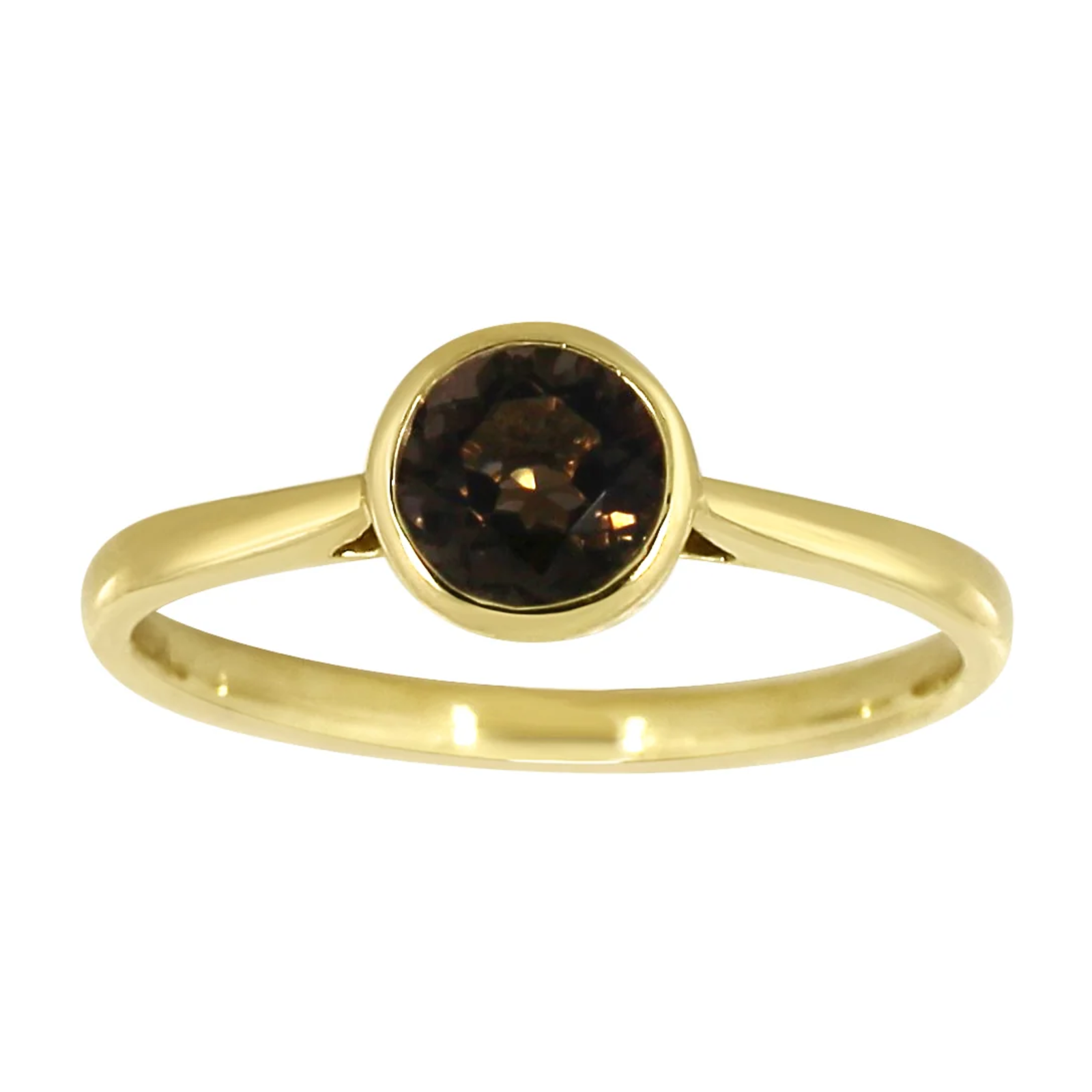 Gullring 14kt, 0,75 ct smokey quartz – Diamanthuset