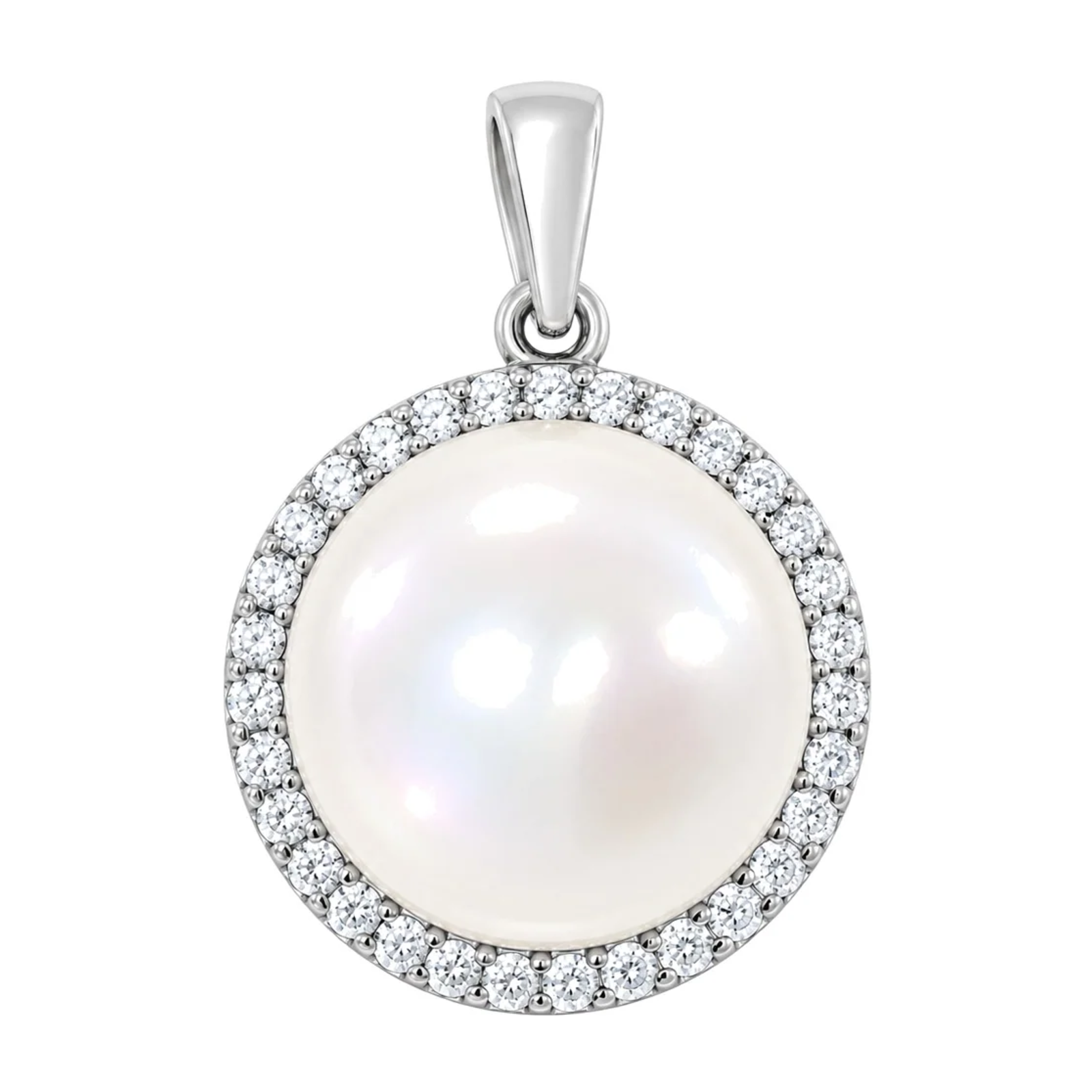 Halssmykke i 14kt Gult/Hvitt Gull (585), 0,15 ct TW/SI Diamant og 11mm Perle – bilde 2 – Diamanthuset