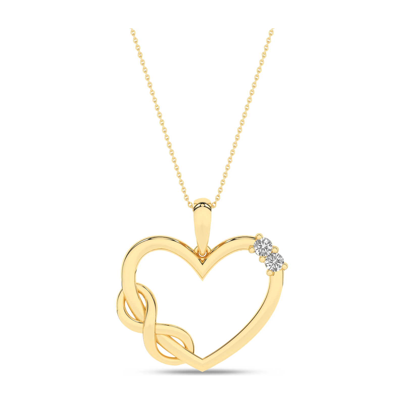 Hjerteanheng i 14kt Gult/Hvitt Gull,, 0,05 ct TW/SI diamanter – Diamanthuset
