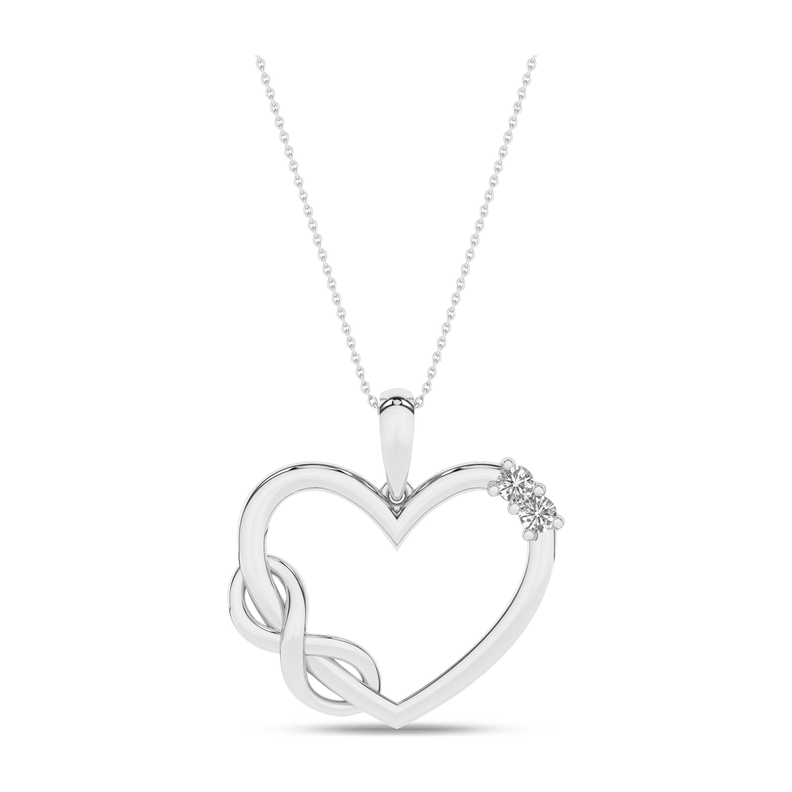 Hjerteanheng i 14kt Gult/Hvitt Gull,, 0,05 ct TW/SI diamanter – bilde 2 – Diamanthuset