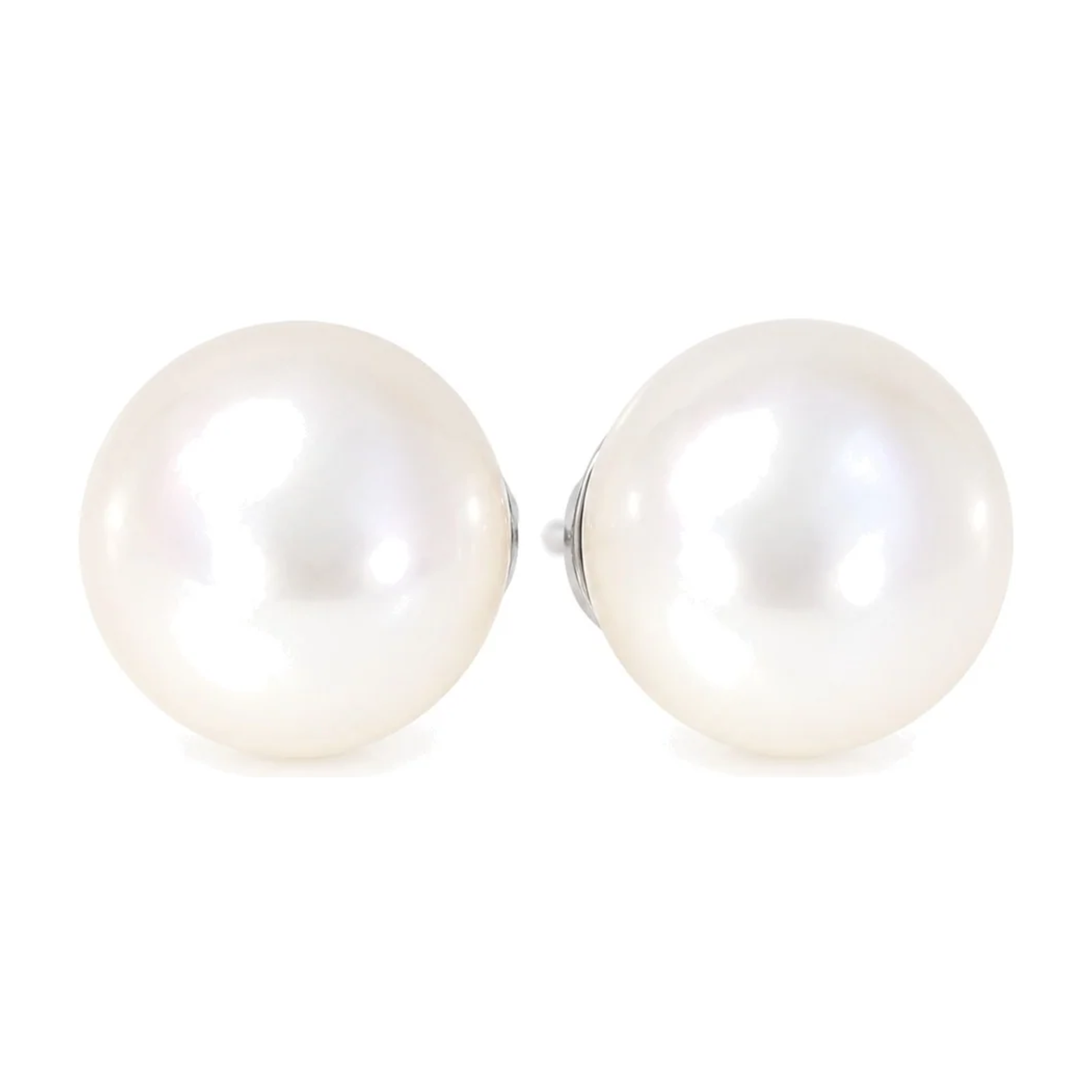 Øredobber med perle i hvitt gull, 10mm – Diamanthuset