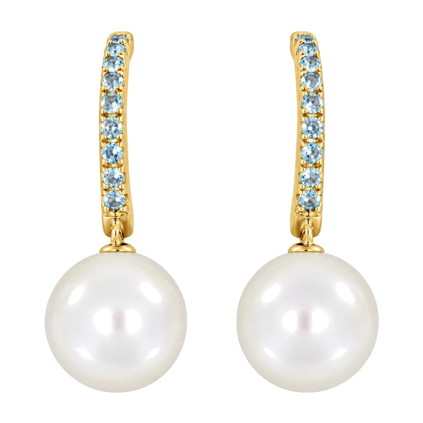 Ørepynt i Gult Gull(585), 0,24 ct Topas og 9.5mm Perle – Diamanthuset
