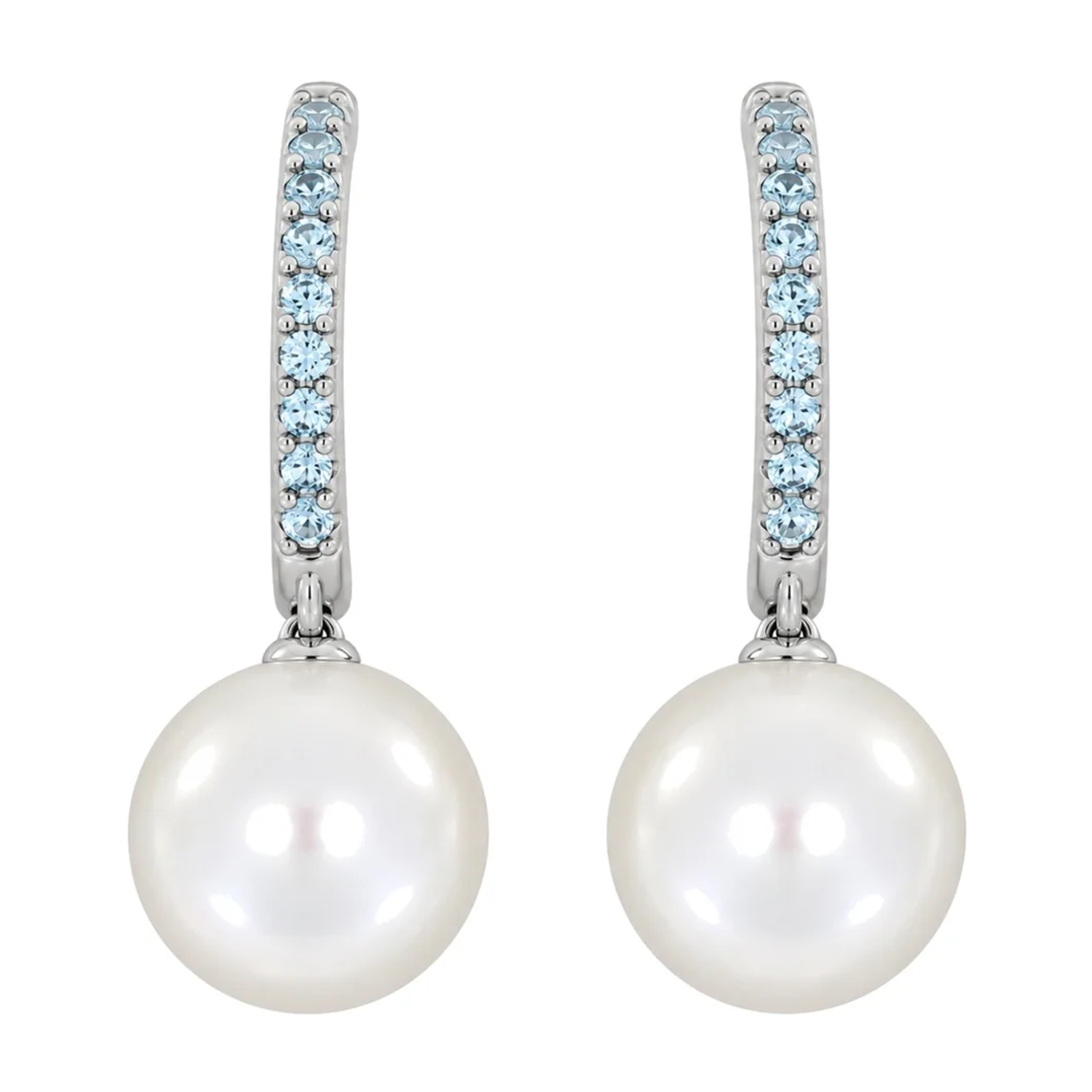 Ørepynt i Gult Gull(585), 0,24 ct Aquamarine og 9.5mm Perle – Diamanthuset