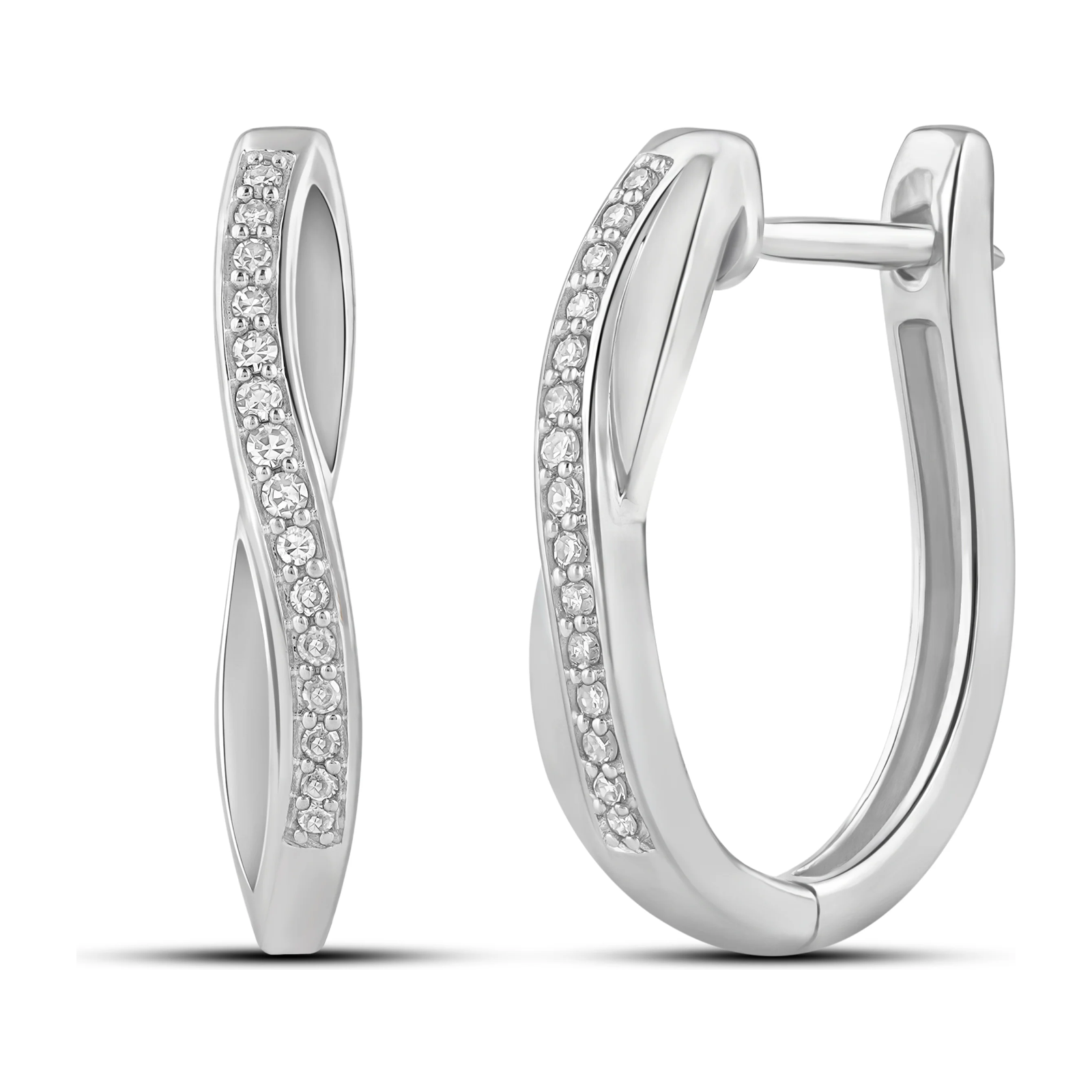 Øreringer i 14kt Hvitt/Gult Gull (585), 0,15 ct TW/SI Diamanter – bilde 2 – Diamanthuset