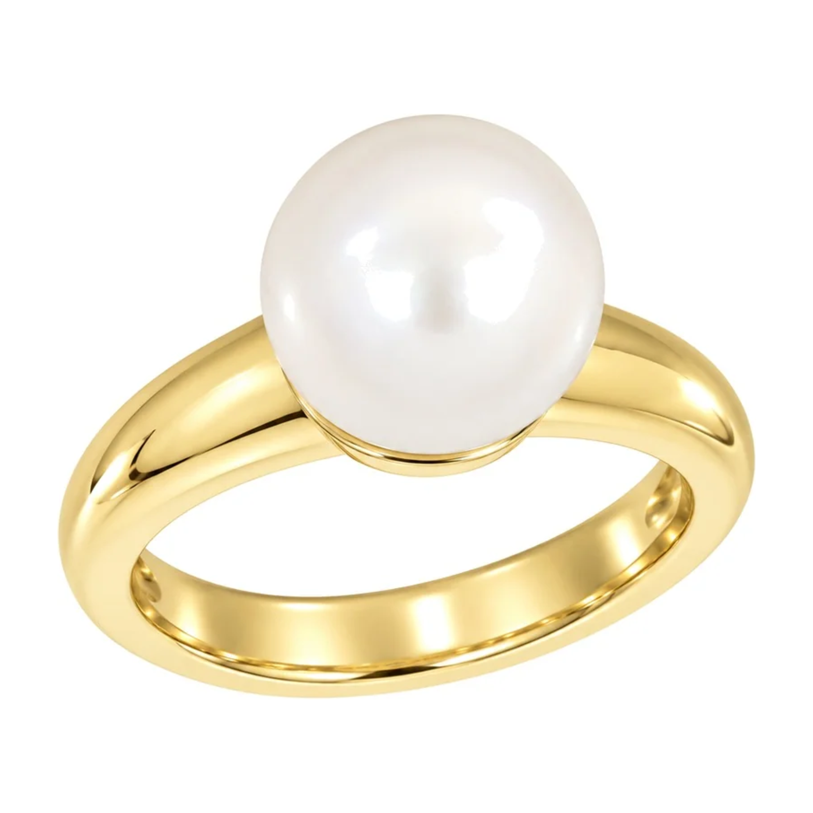 Perlering i 14kt Gult/Hvitt Gull, med 10-11mm perle – Diamanthuset
