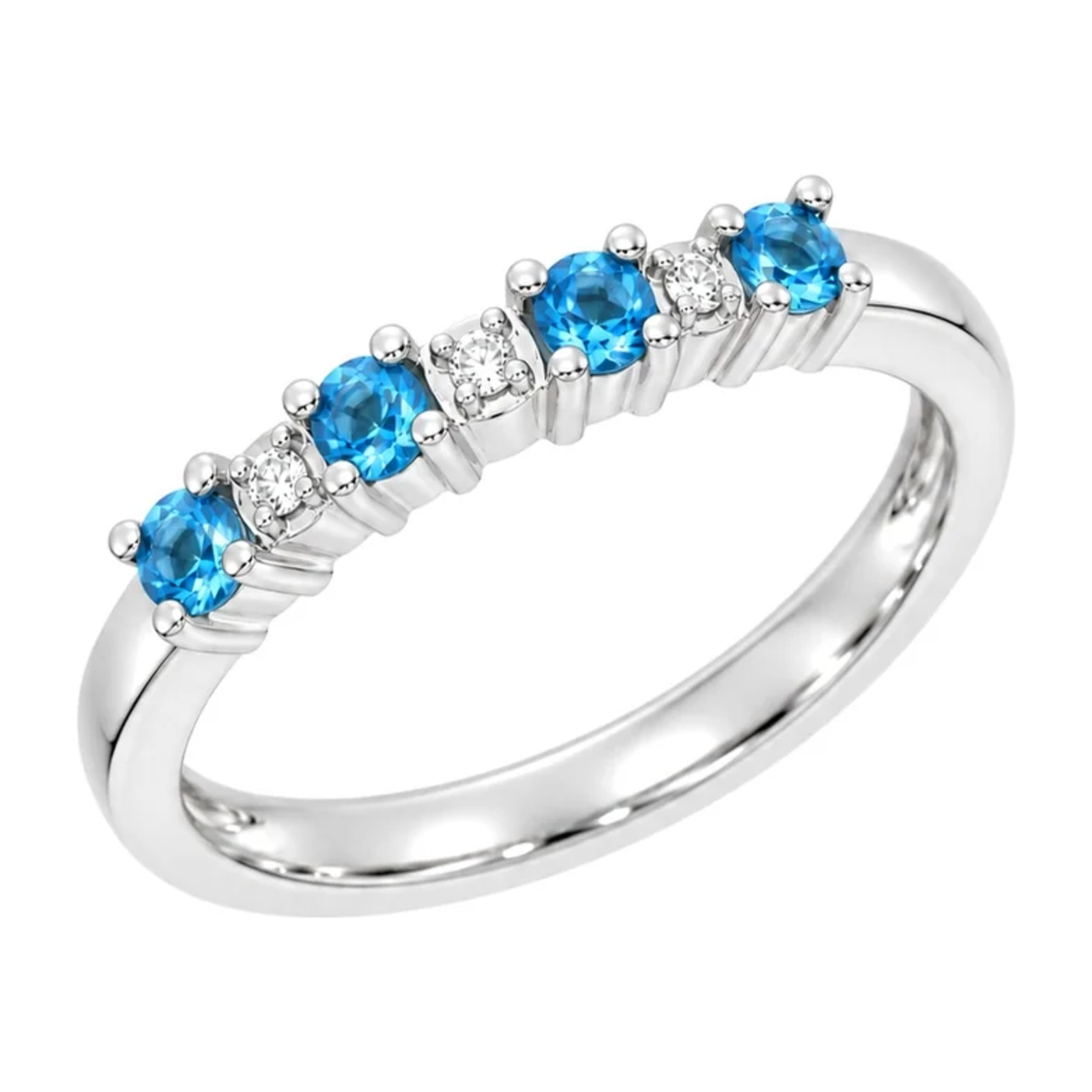 Ring i Hvitt Gull (585), 0,01 ct TW/SI Diamanter og Topas – Diamanthuset