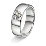 Ring i hvitt gull med diamanthjerte, 0,15 ct, 6 mm