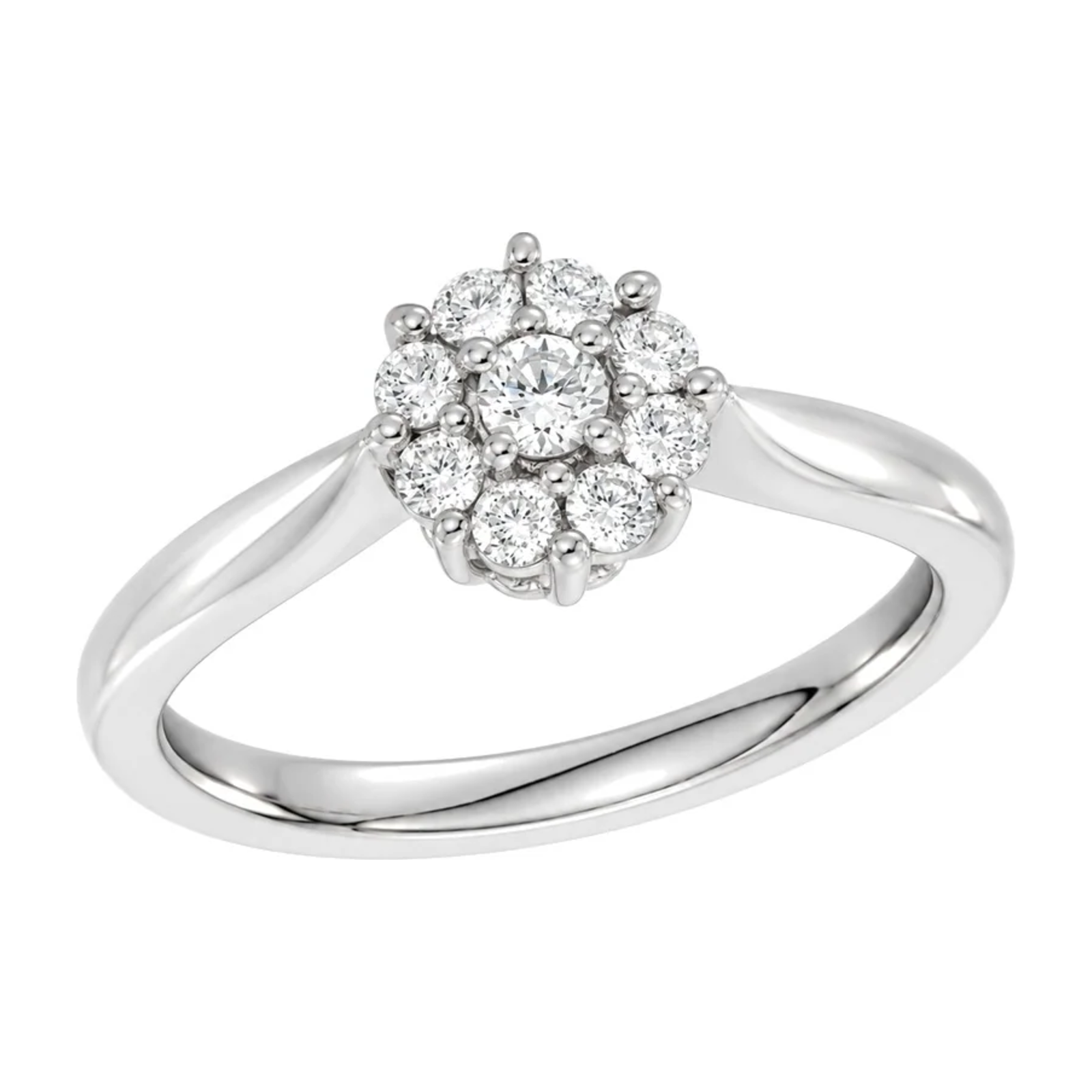 Rosettring i 14kt Hvitt Gull,, 0,23 ct tw/si Diamanter – Diamanthuset