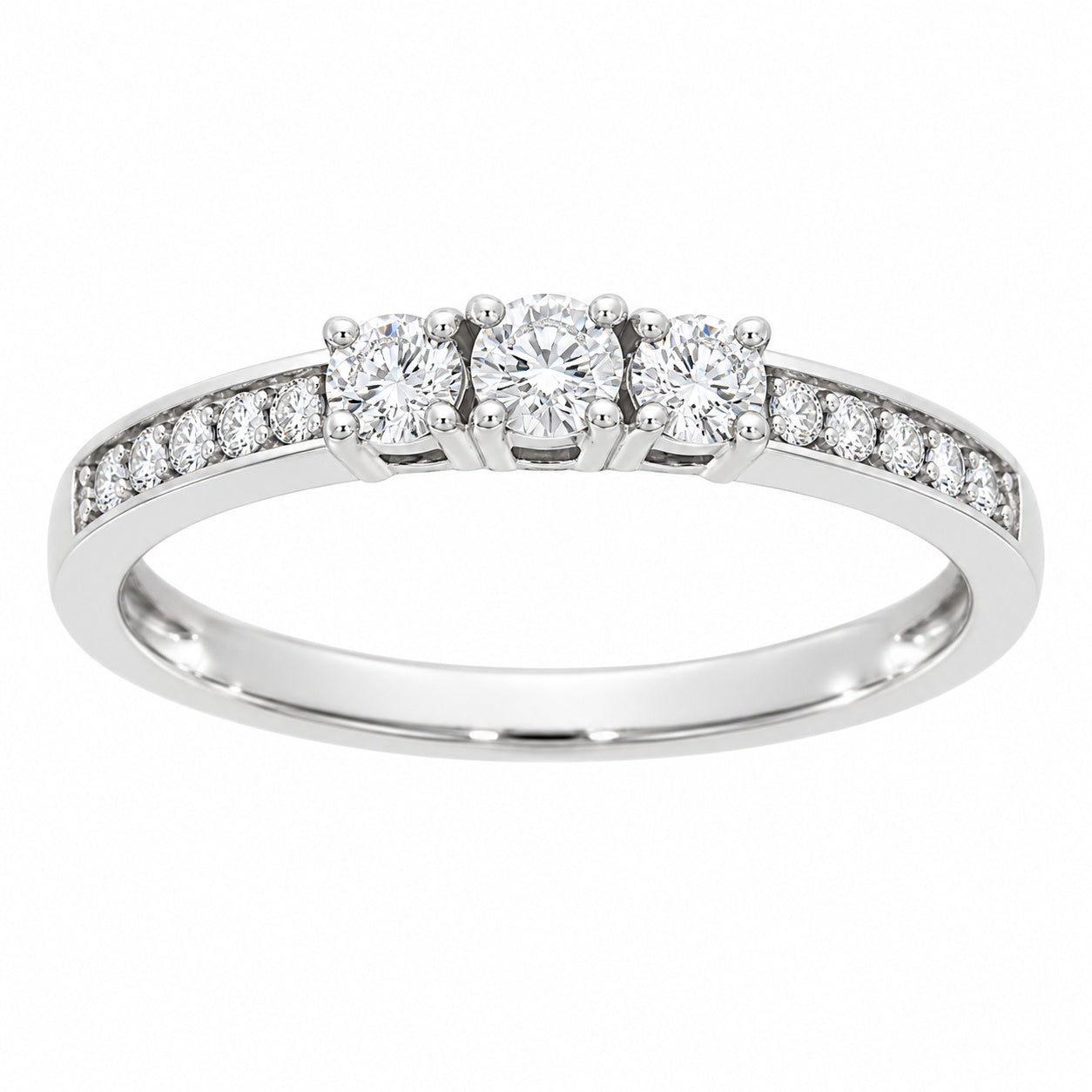 Diamantring i hvitt gull 0,45ct TWSI – sett forfra – Diamanthuset