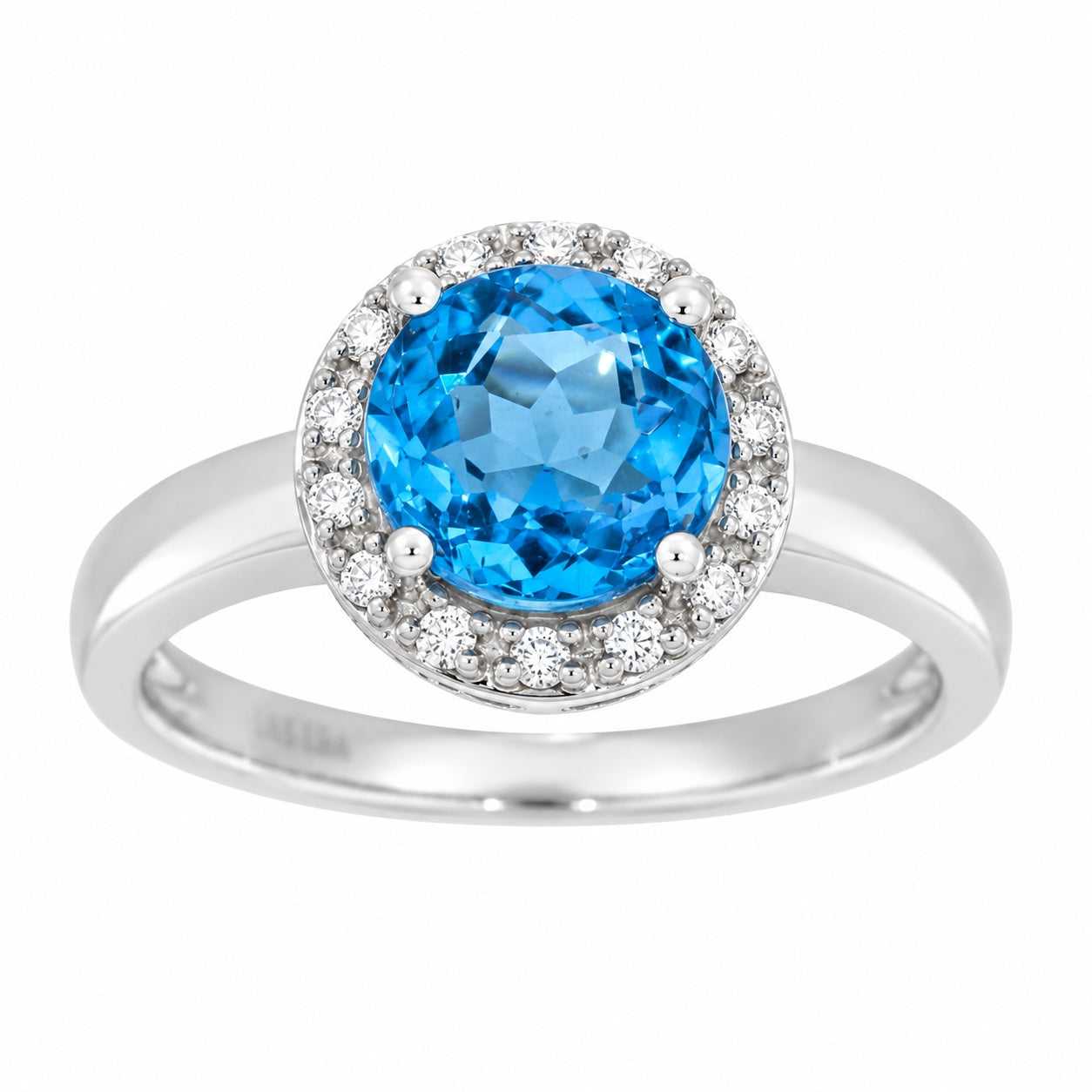 Diamantring i hvitt/gult gull 0.15ct TW/SI Diamanter med Topas – sett forfra – Diamanthuset
