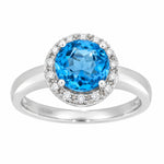 Diamantring i hvitt/gult gull 0.15ct TW/SI Diamanter med Topas – sett forfra – Diamanthuset