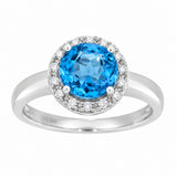 Diamantring i hvitt/gult gull 0.15ct TW/SI Diamanter med Topas – sett forfra – Diamanthuset
