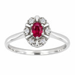 Diana Diamantring med rubin i hvitt gull, 0.03CT TWSI – sett forfra – Diamanthuset