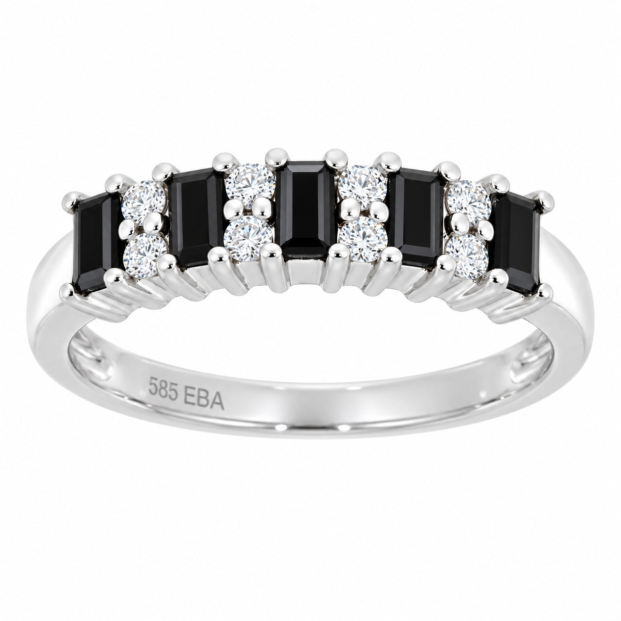 Diamantring med Svarte Diamanter i Hvitt Gull, 0.21CT TWSI – sett forfra – Diamanthuset