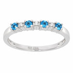 Ring i Hvitt Gull (585), 0.01ct TWSI Diamanter og Topas – sett forfra – Diamanthuset