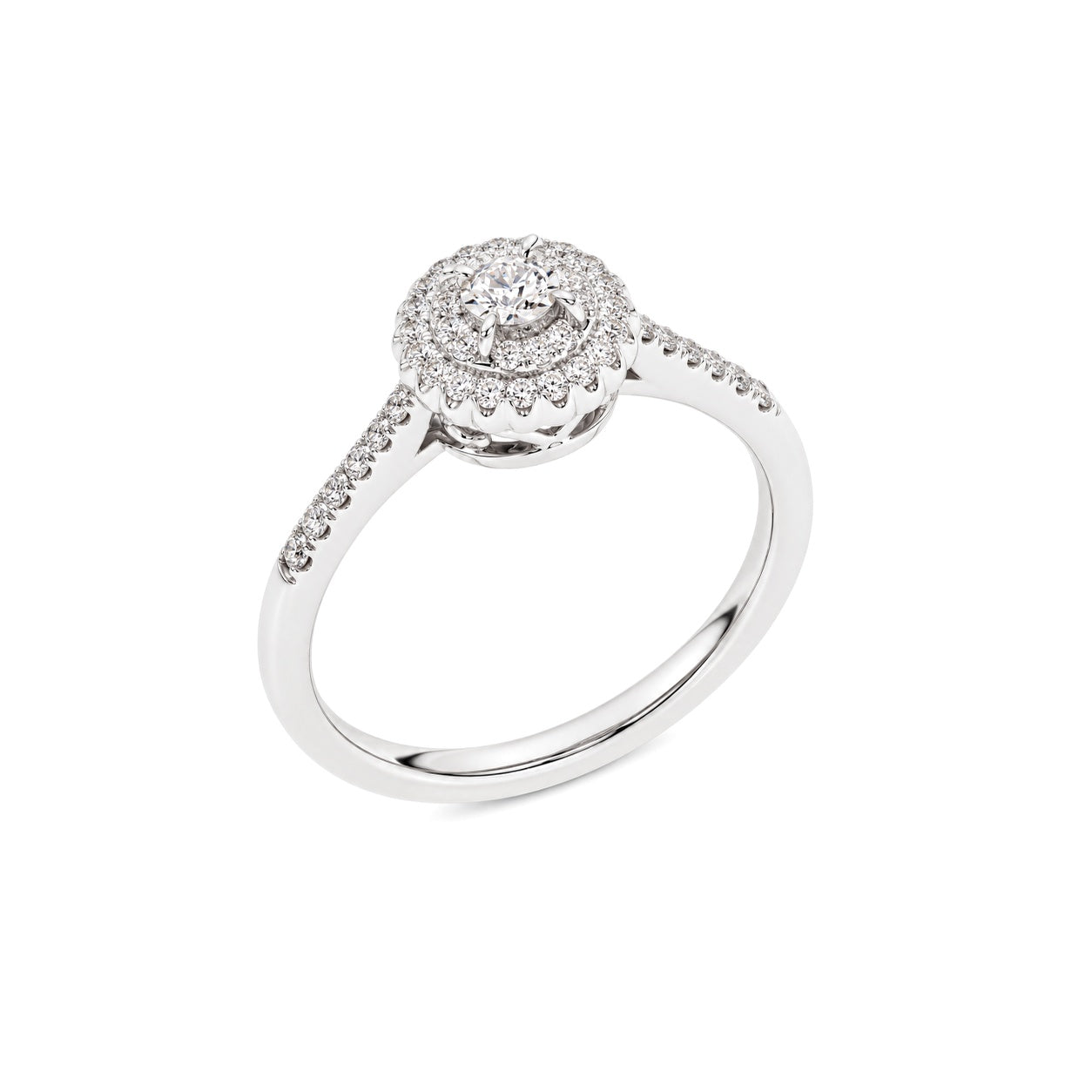 Rosettring I Gult Eller Hvitt Gull Diamanter På Ringskinna 0.25Ct Hvitt Gull Diamantring