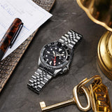 SEIKO 5 GMT - Automatic - vanntett 100M - stål - sort skive SSK001K1