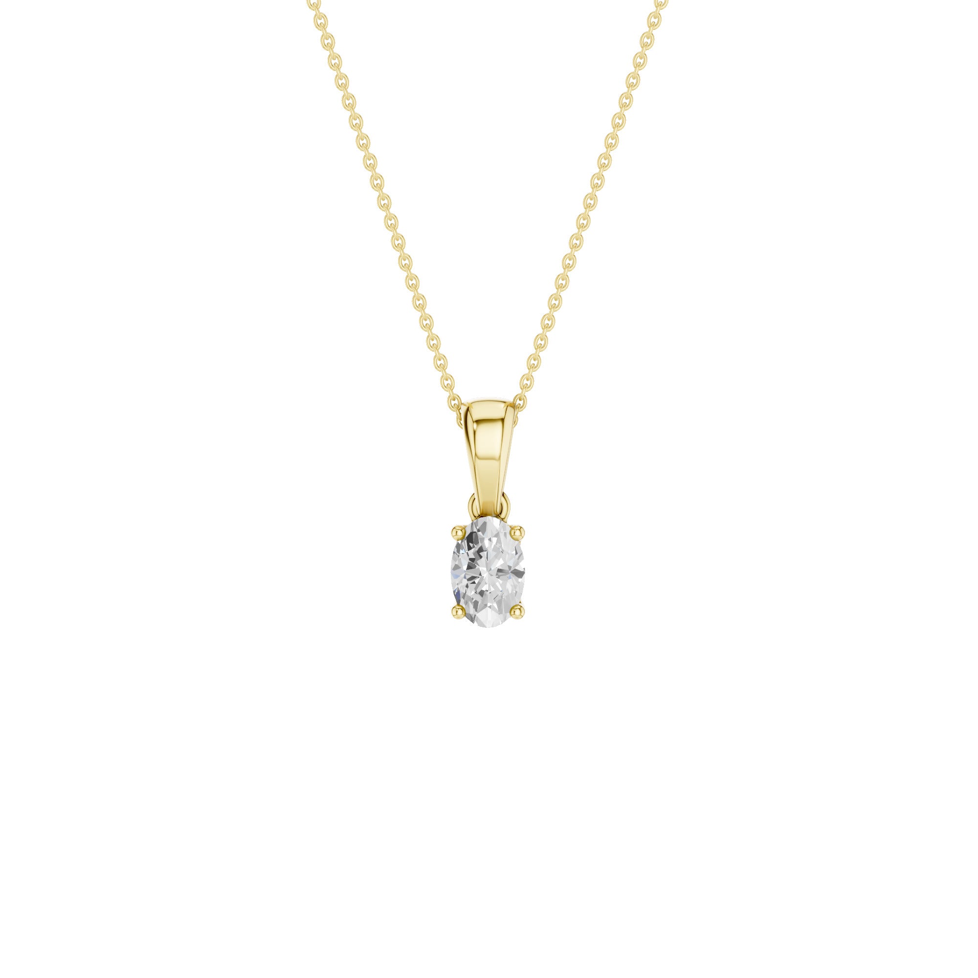 Lab-diamant anheng oval 0,25 ct F/VS – 9K gult gull