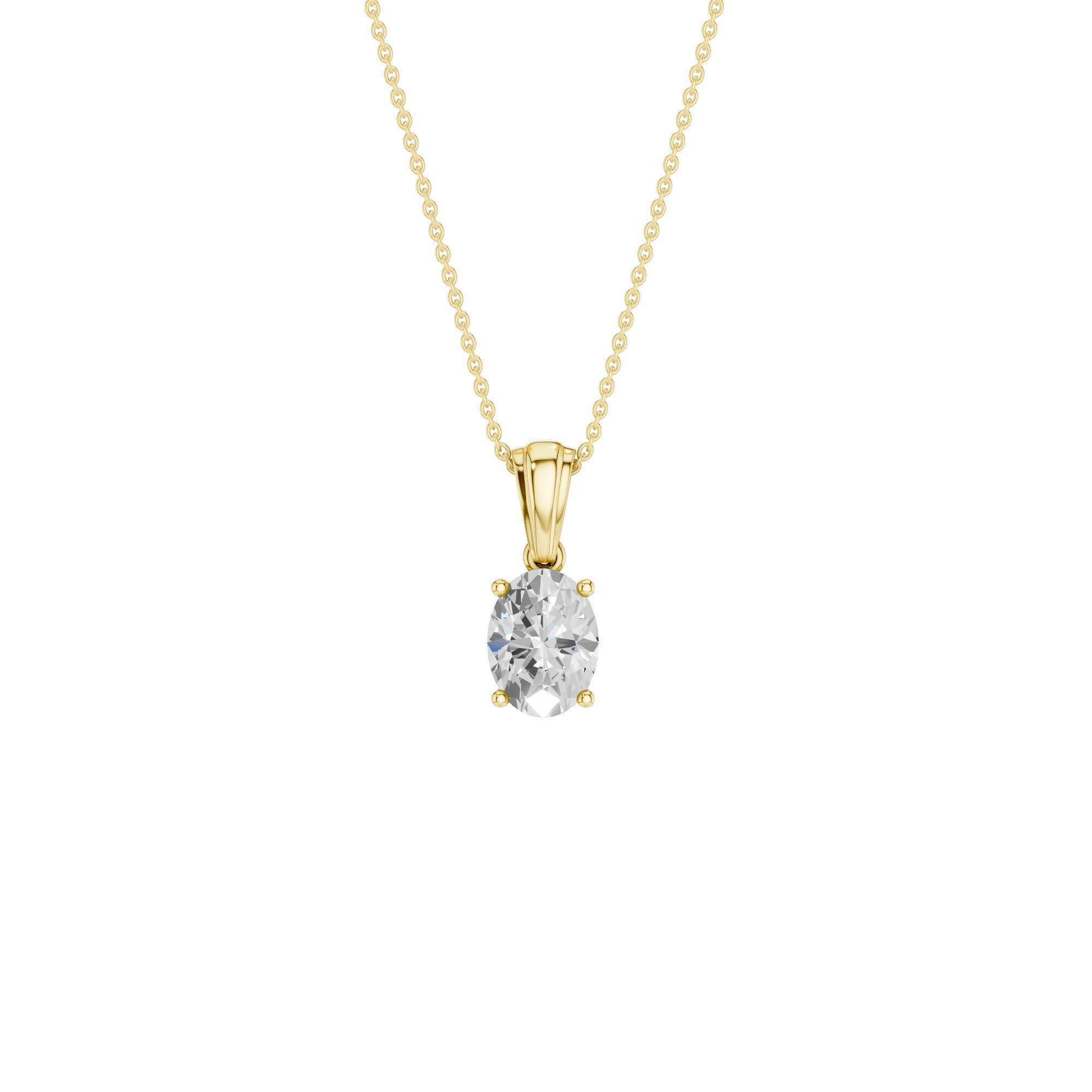 Lab-diamant anheng oval 0,50 ct F/VS – 9K gult gull
