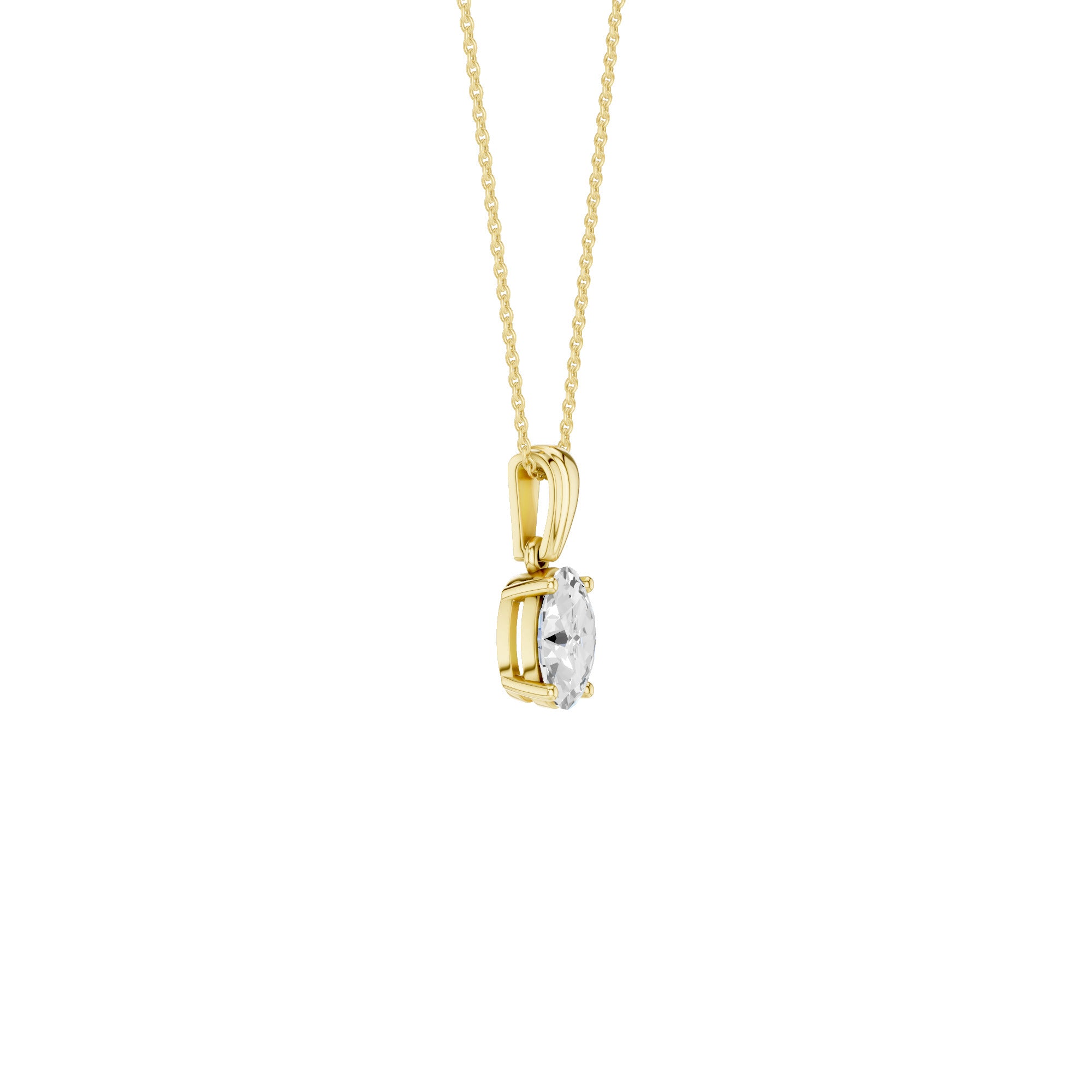 Lab-diamant anheng oval 0,50 ct F/VS – 9K gult gull