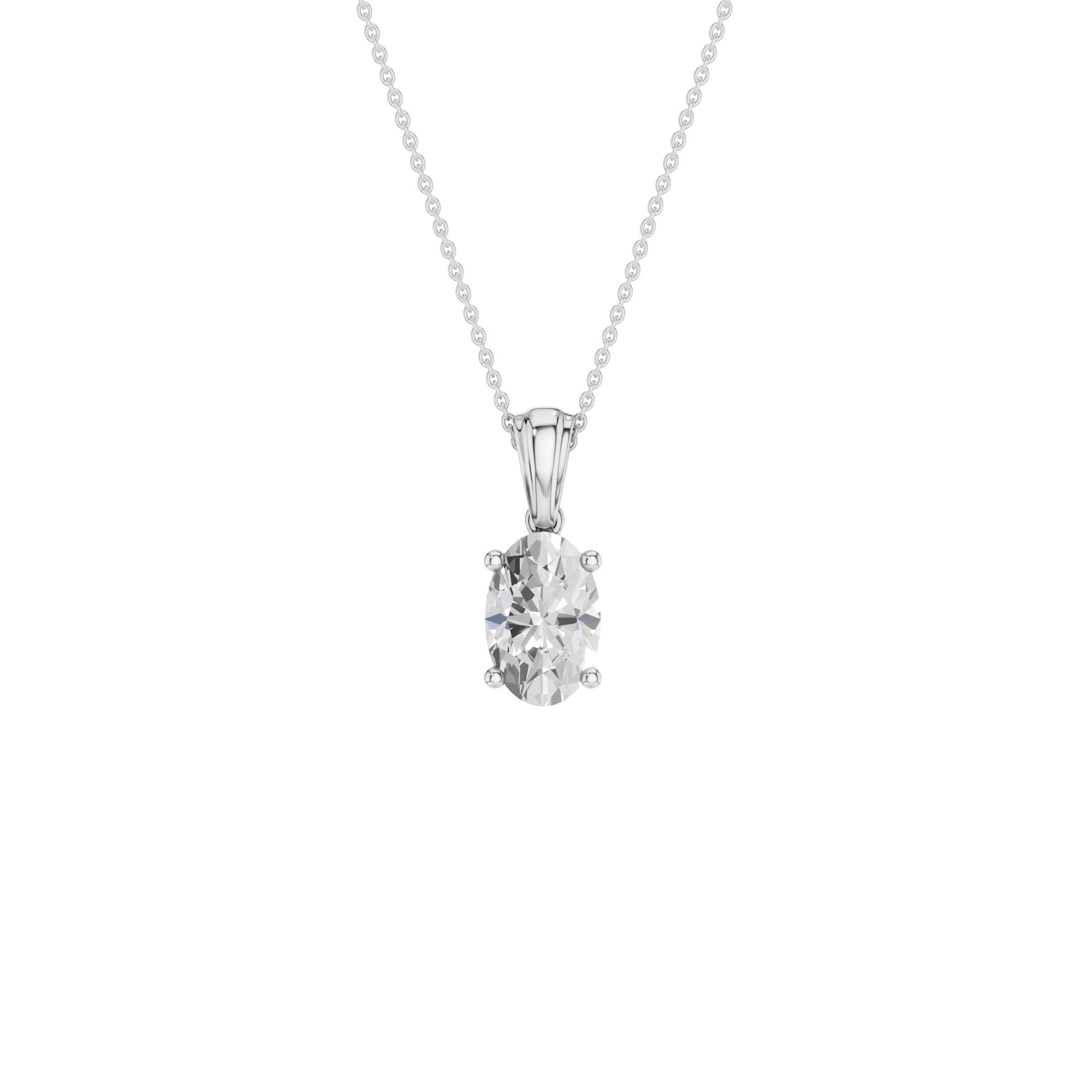 Lab-diamant anheng oval 0,75 ct F/VS – 9K hvitt gull