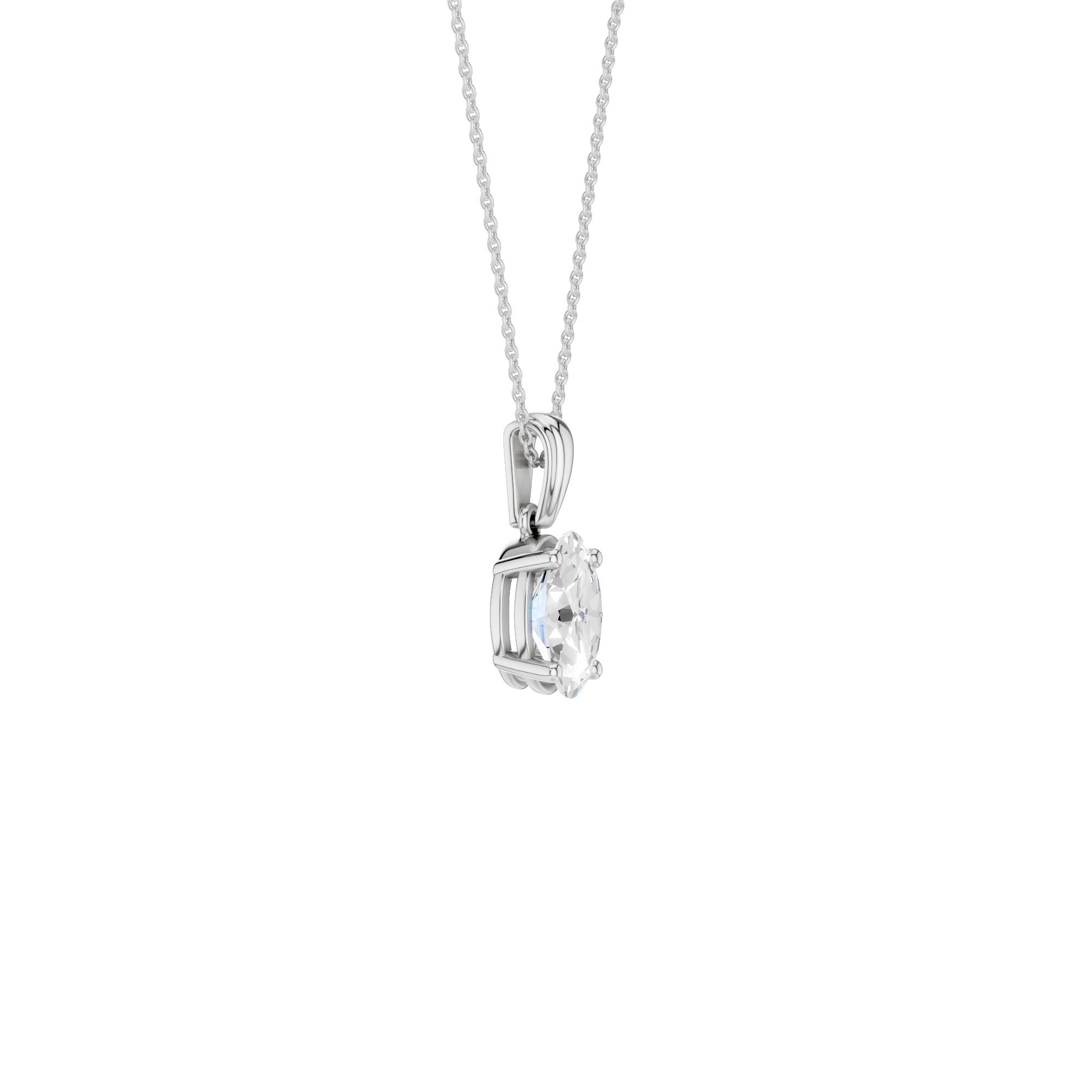 Lab-diamant anheng oval 0,75 ct F/VS – 9K hvitt gull
