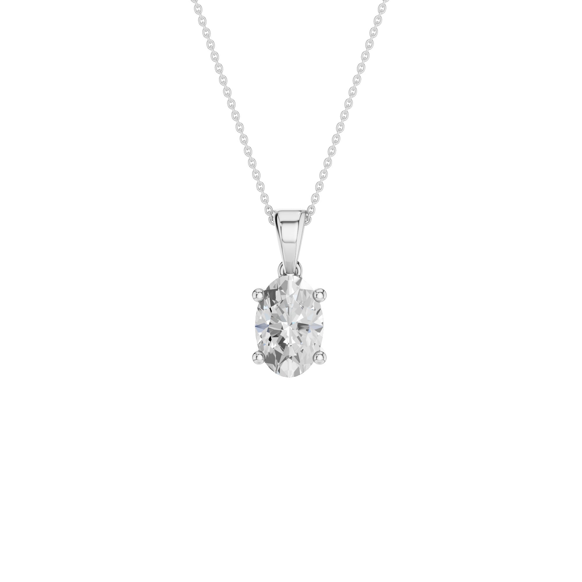Lab-diamant anheng oval 1,00 ct F/VS – 9K hvitt gull