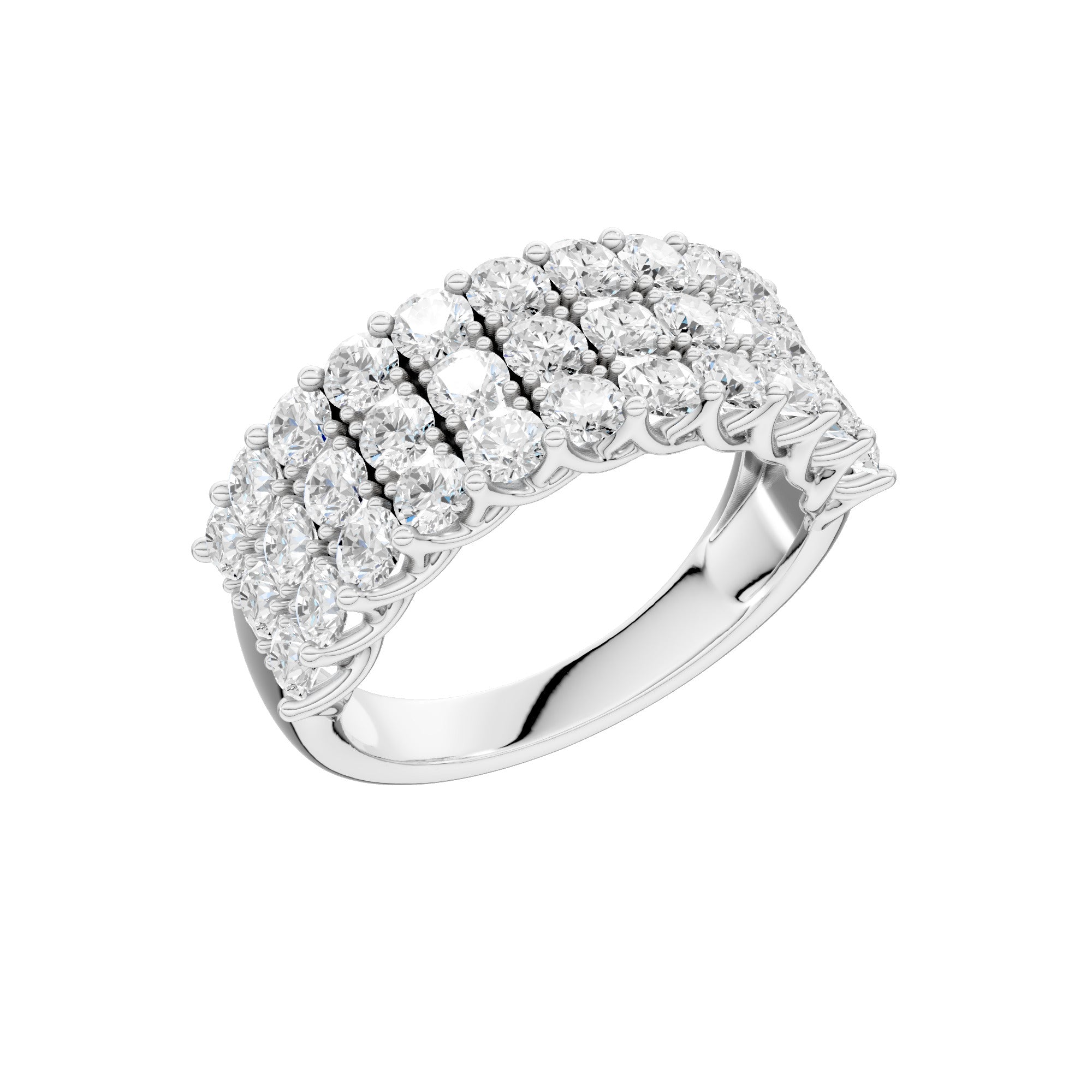Bred pavéring 2,00 ct F/VS – 9K hvitt gull, sett skrått forfra