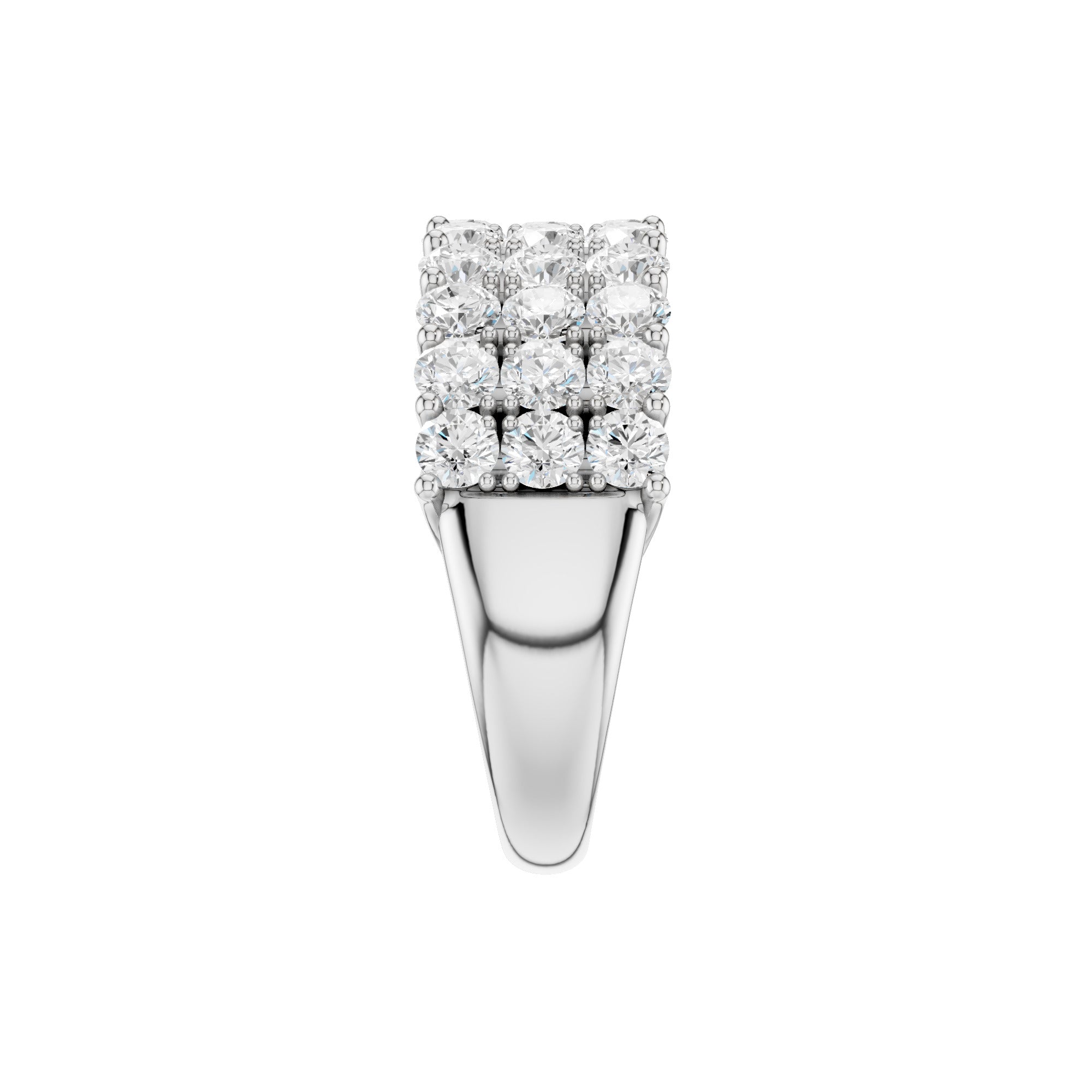 Bred pavéring 2,00 ct F/VS – 9K hvitt gull, sett ovenfra