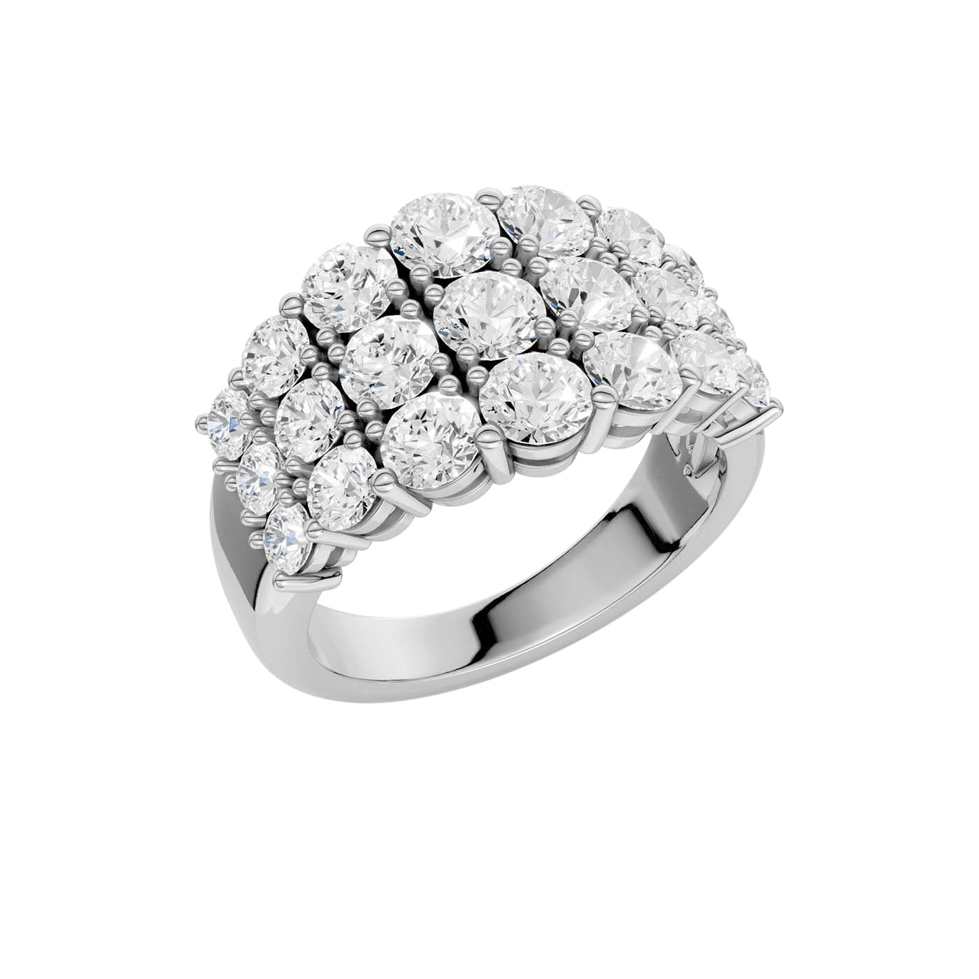 Cocktailring 3,00 ct F/VS – 9K hvitt gull, sett skrått forfra