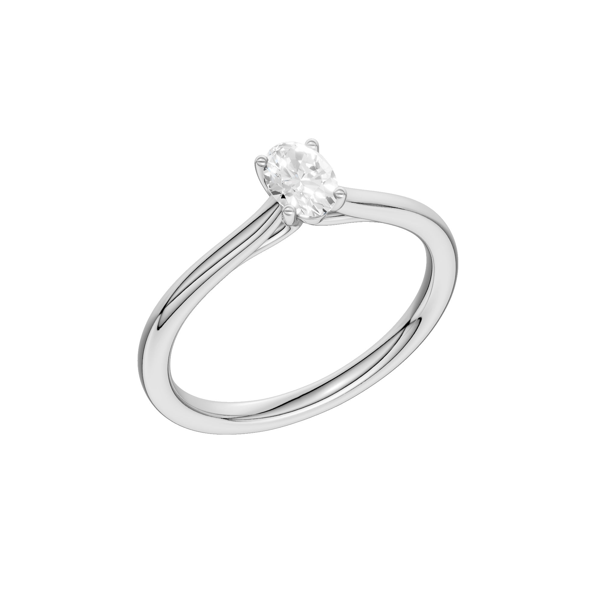 Lab-diamant enstensring oval 0,25 ct F/VS – 9K hvitt gull