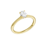 Lab-diamant enstensring oval 0,50 ct F/VS – 9K gult gull