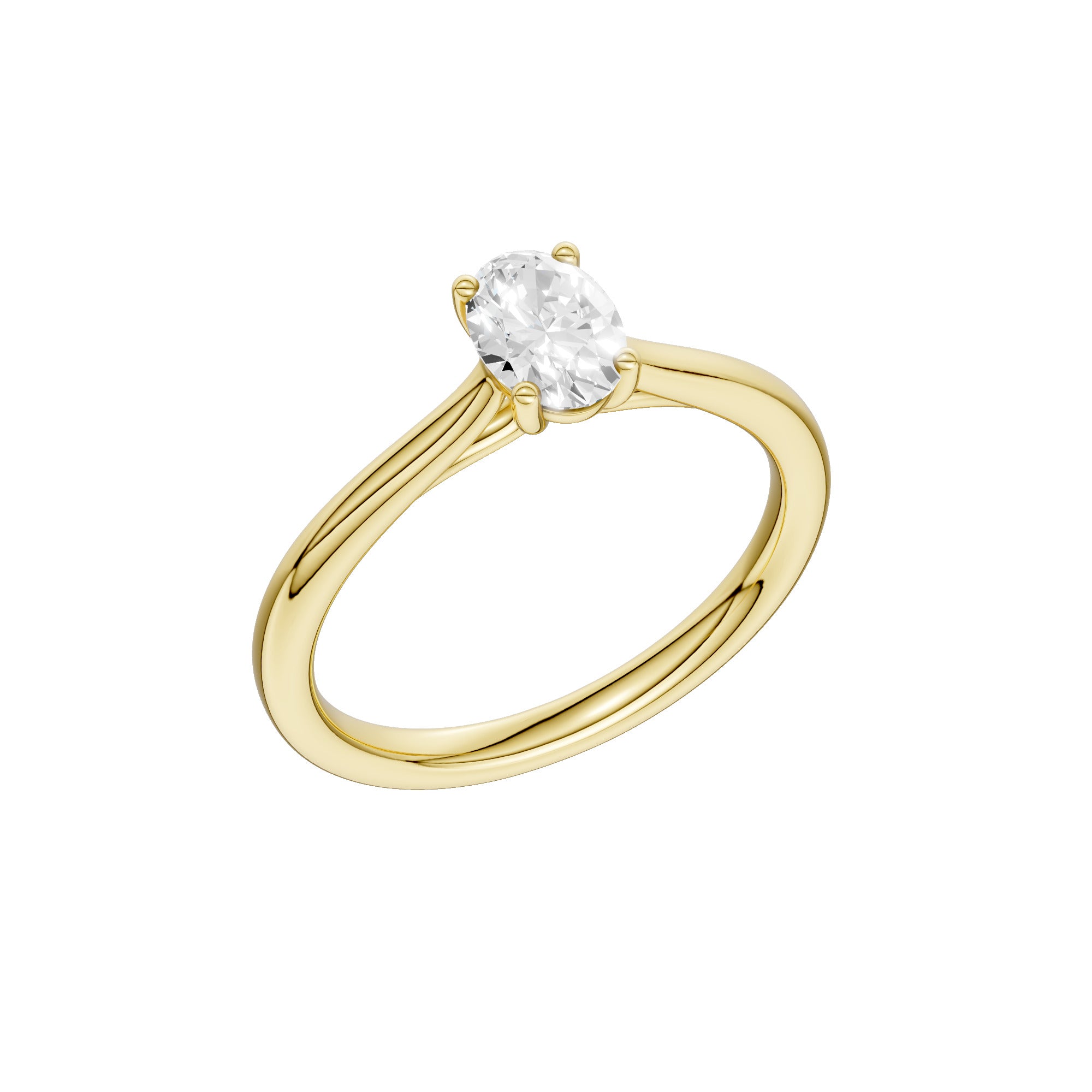 Lab-diamant enstensring oval 0,50 ct F/VS – 9K gult gull