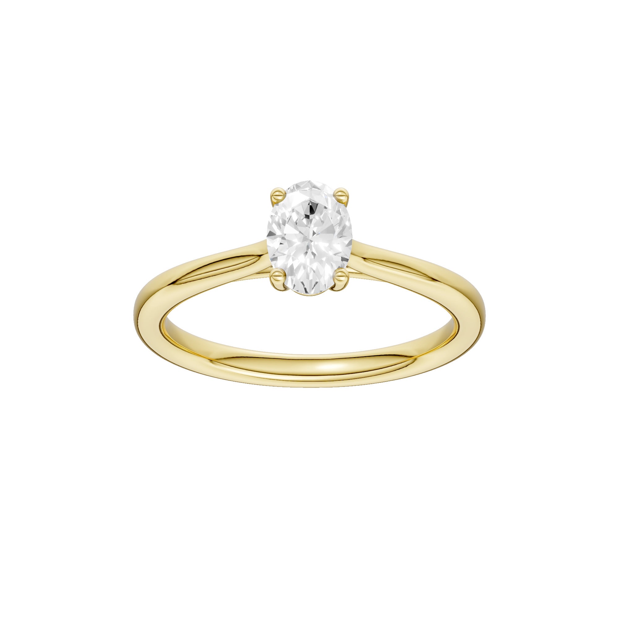 Lab-diamant enstensring oval 0,50 ct F/VS – 9K gult gull