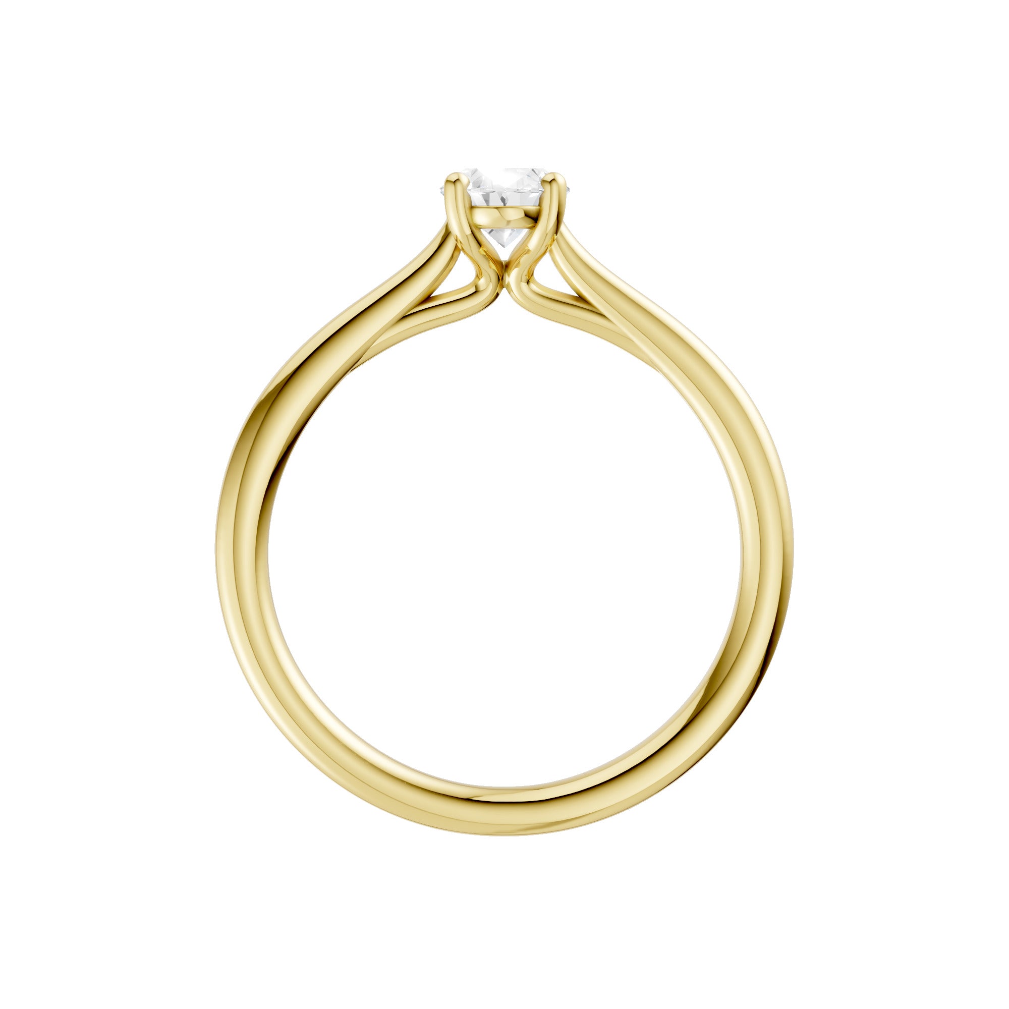 Lab-diamant enstensring oval 0,50 ct F/VS – 9K gult gull