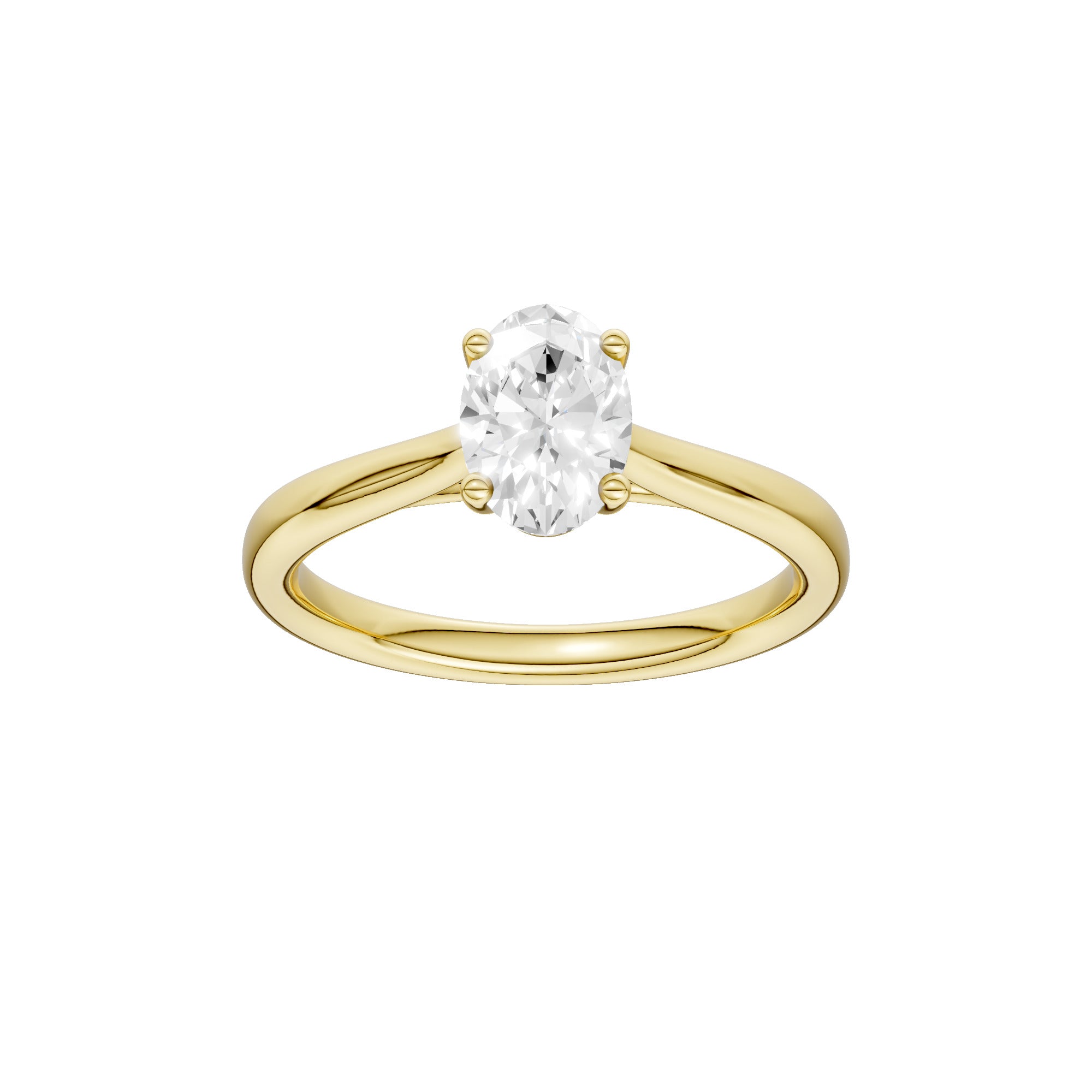 Lab-diamant enstensring oval 0,75 ct F/VS – 9K gult gull