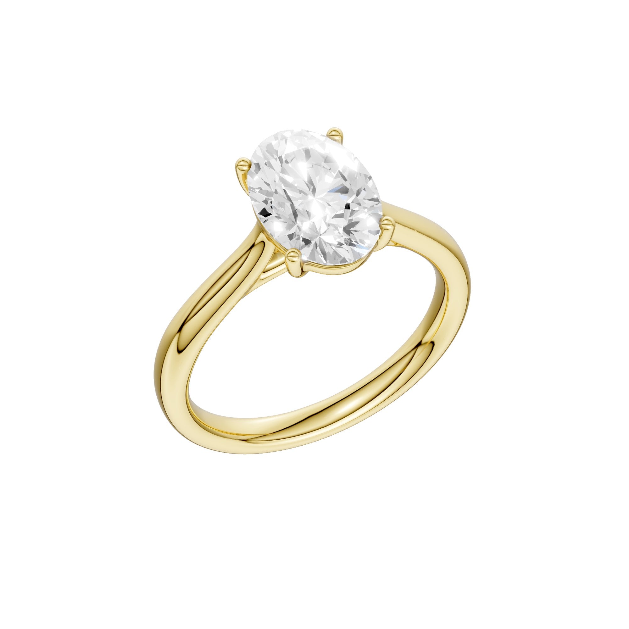 Lab-diamant enstensring oval 2,00 ct F/VS – 9K gult gull