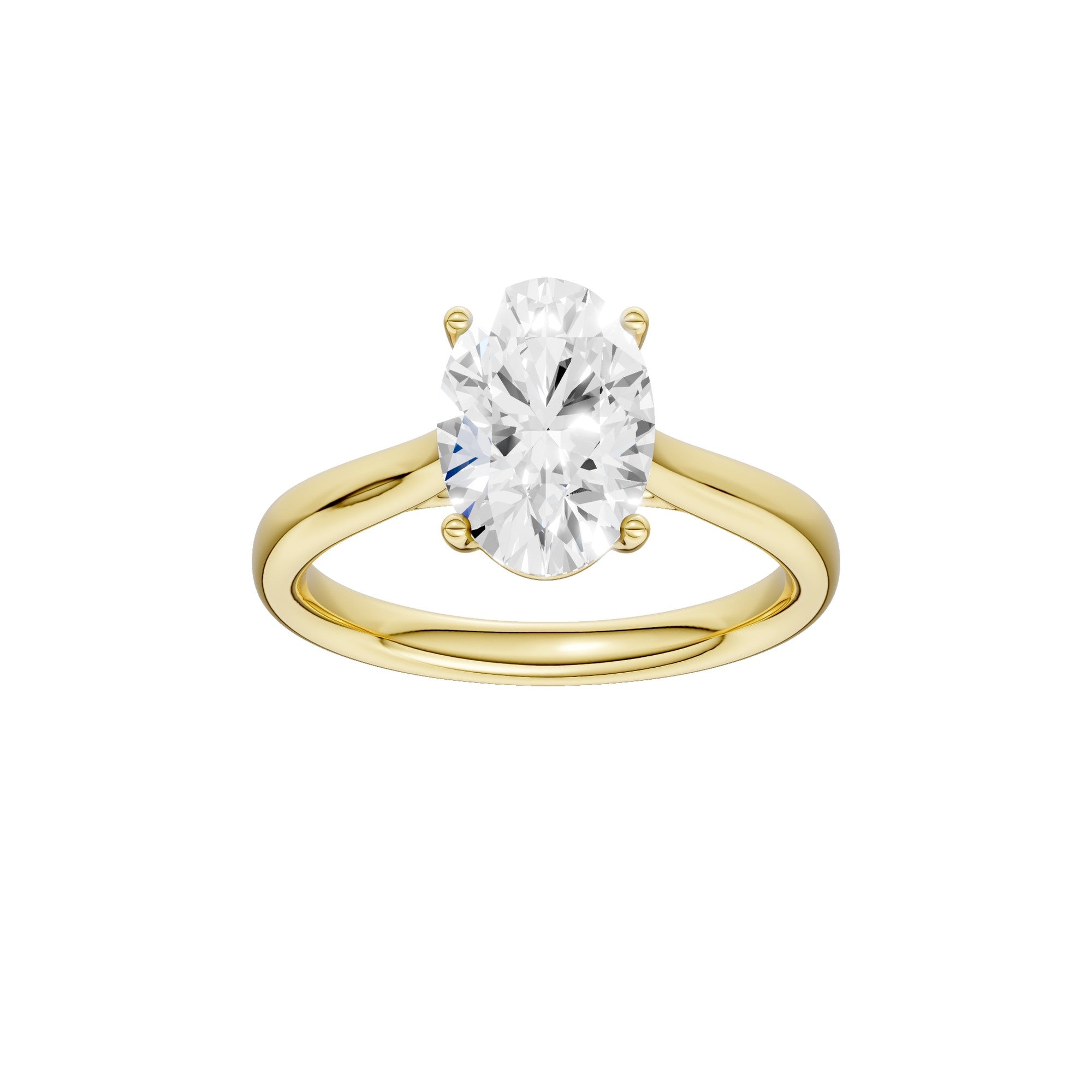 Lab-diamant enstensring oval 2,00 ct F/VS – 9K gult gull
