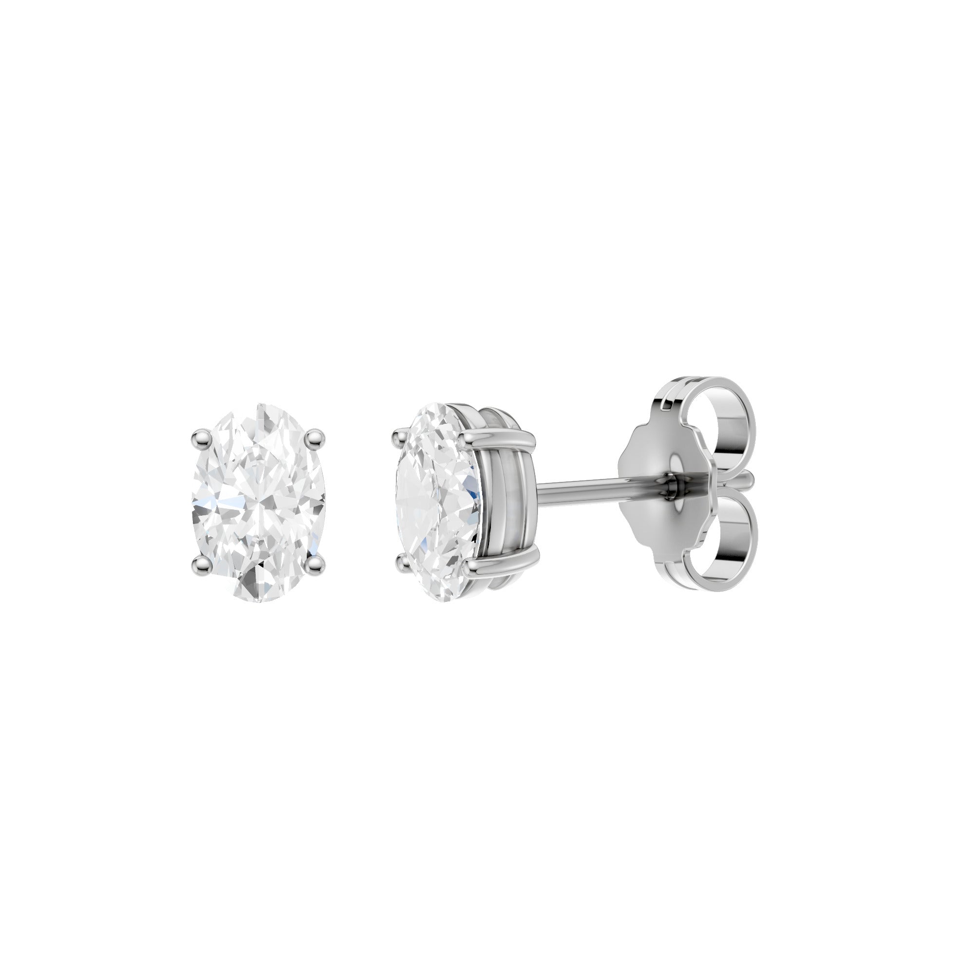 Lab-diamant ørestikker oval 0,80 ct F/VS – 9K hvitt gull