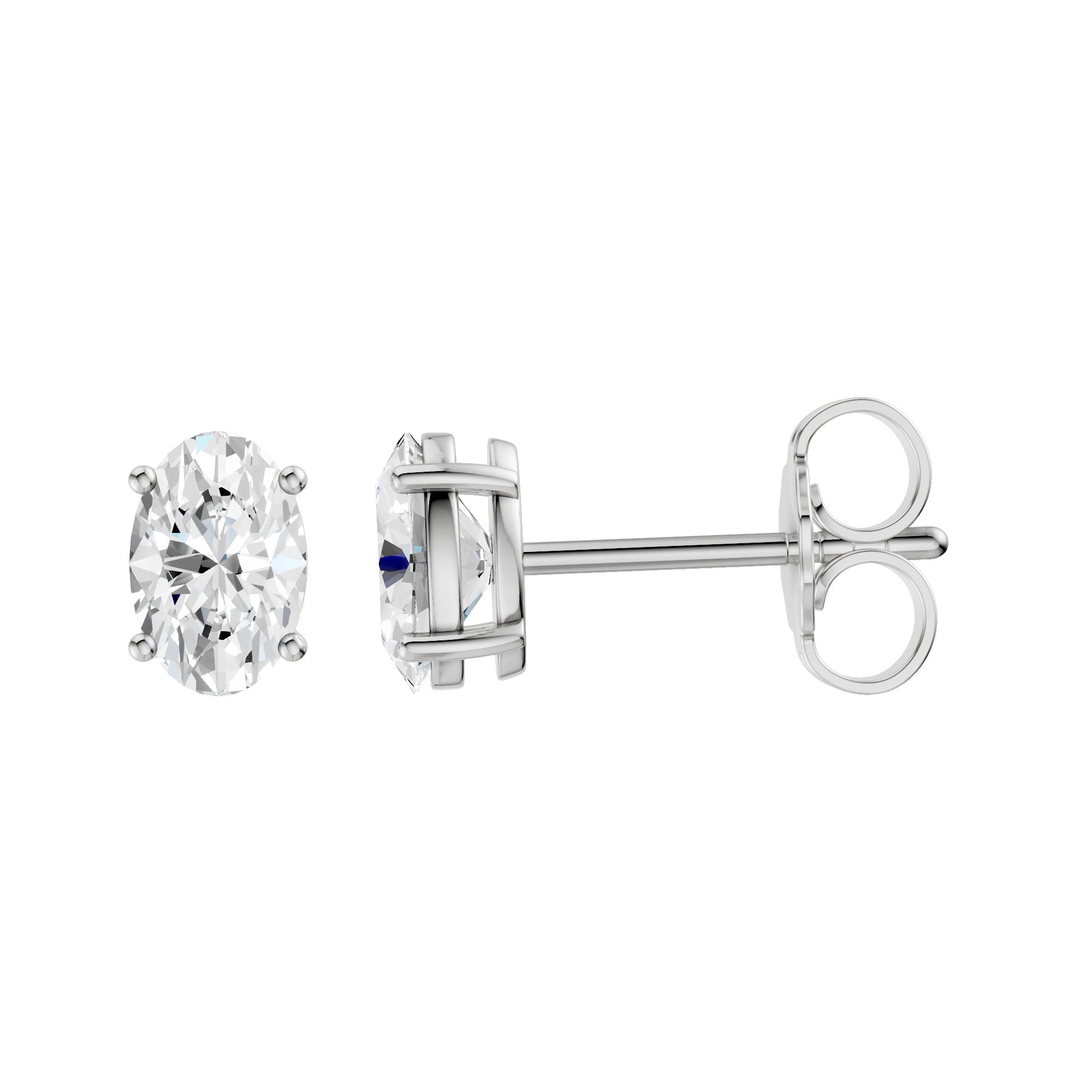 Lab-diamant ørestikker oval 0,80 ct F/VS – 9K hvitt gull